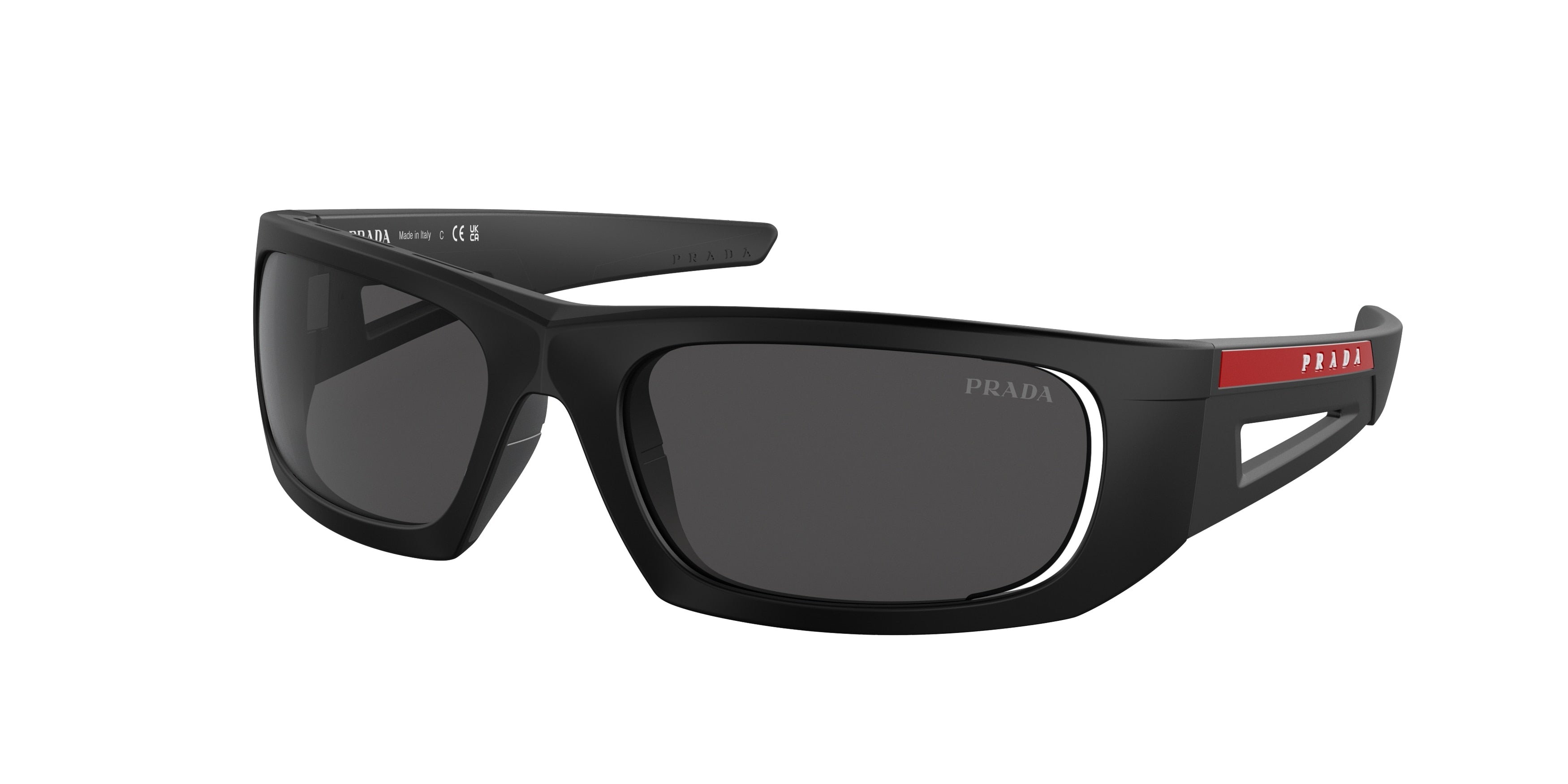 Prada Linea Rossa PS02YS Irregular Sunglasses  1BO06F-Matte Black 59-125-17 - Color Map Black