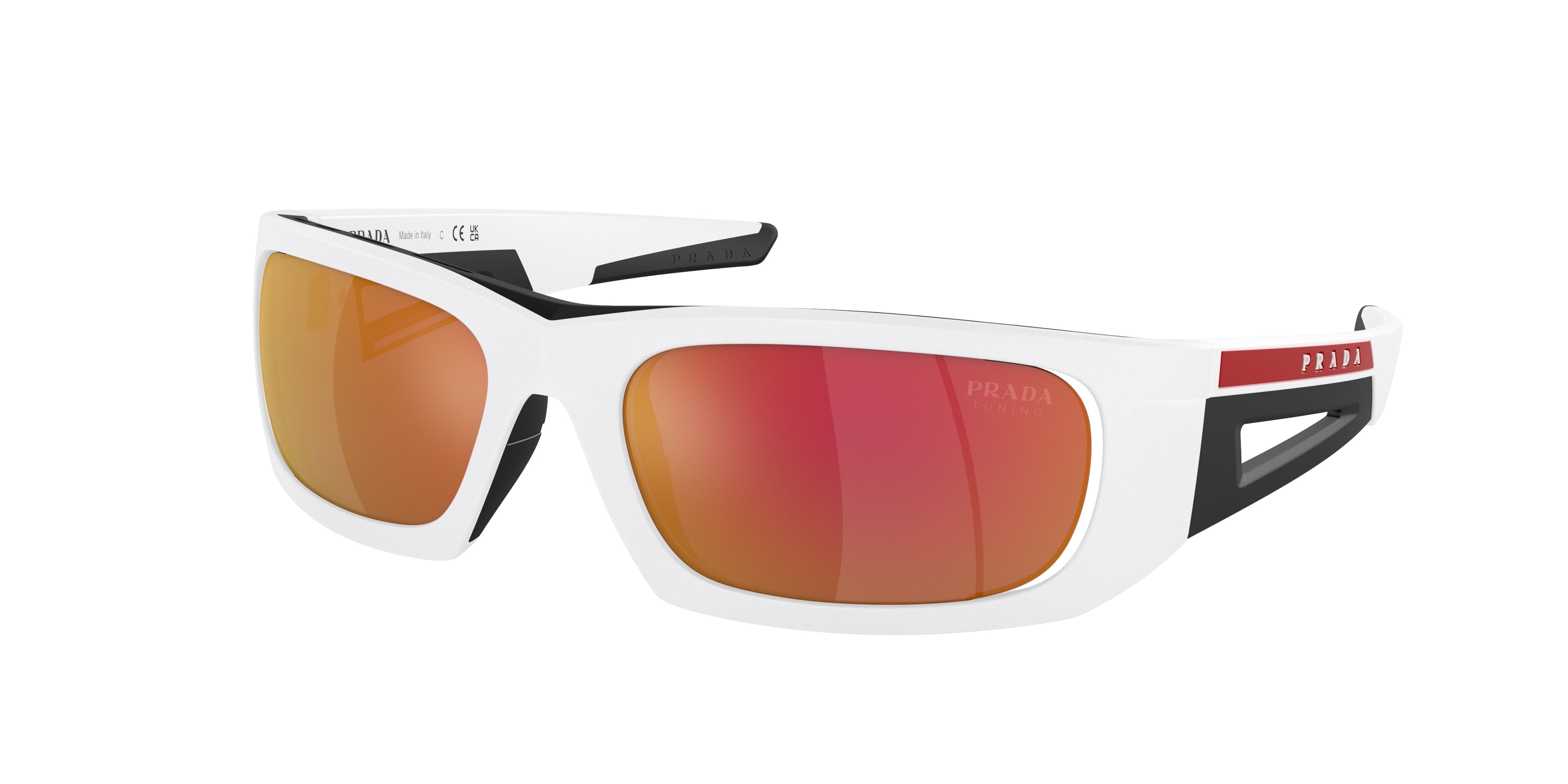 Prada Linea Rossa PS02YS Irregular Sunglasses  AAI04U-Matte White/Black 59-125-17 - Color Map White