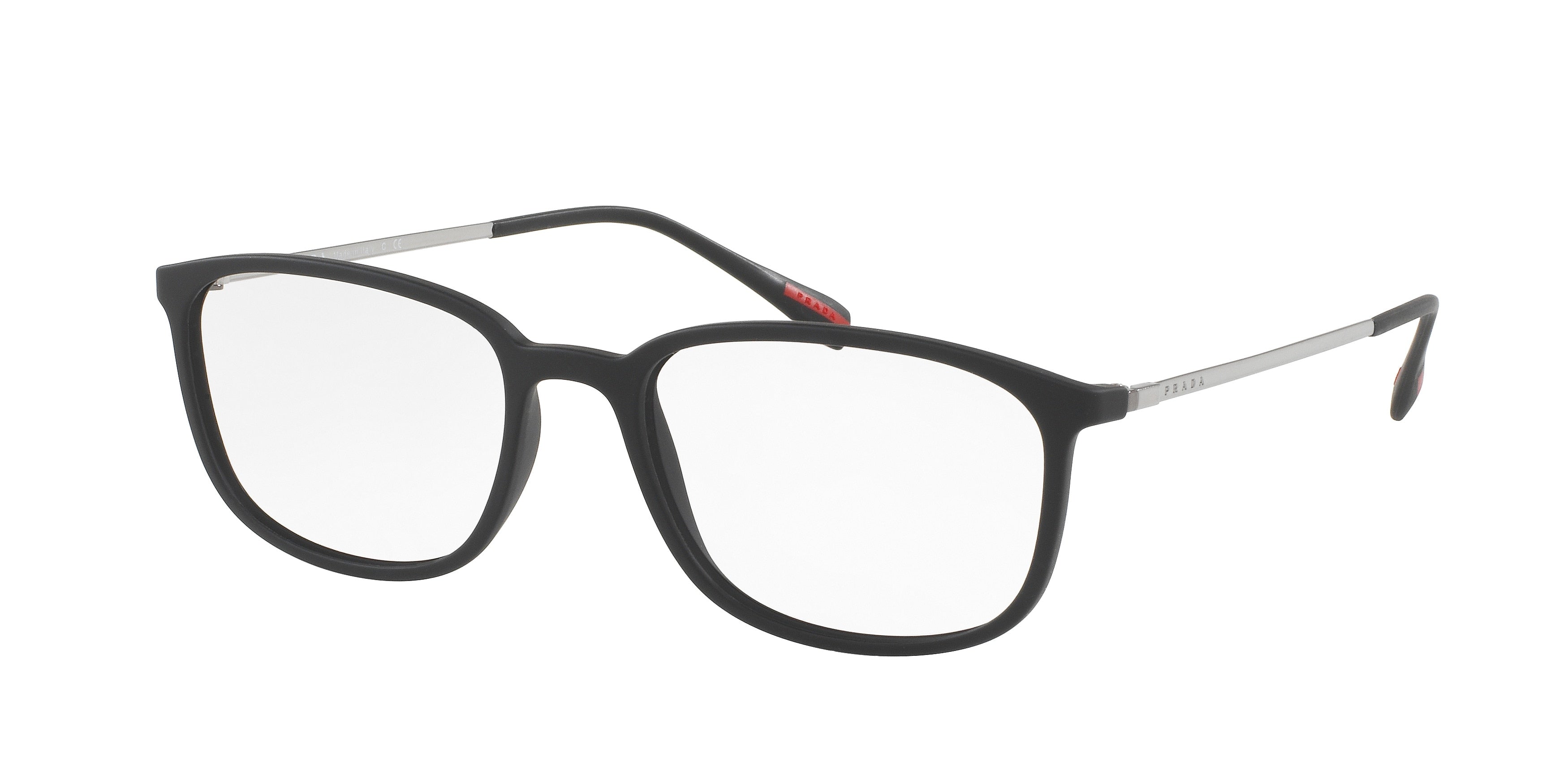 Prada Linea Rossa LIFESTYLE PS03HV Rectangle Eyeglasses  DG01O1-Black Rubber 55-140-18 - Color Map Black