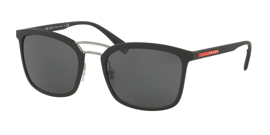 Prada Linea Rossa PS03SS Rectangle Sunglasses  DG05S0-BLACK RUBBER 56-21-140 - Color Map black