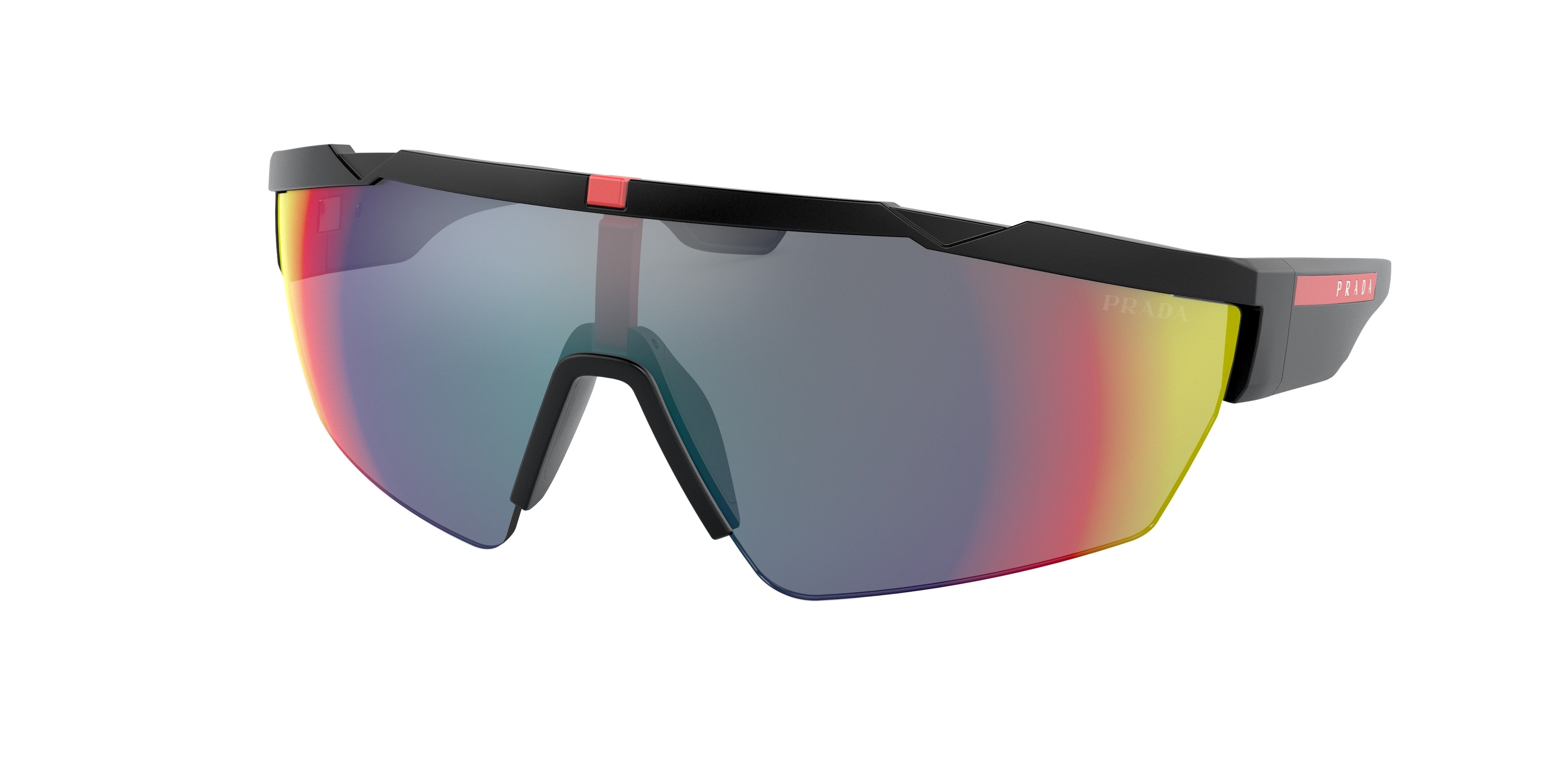 Prada Linea Rossa PS03XS Irregular Sunglasses  DG008F-Black Rubber 44-125-144 - Color Map Black