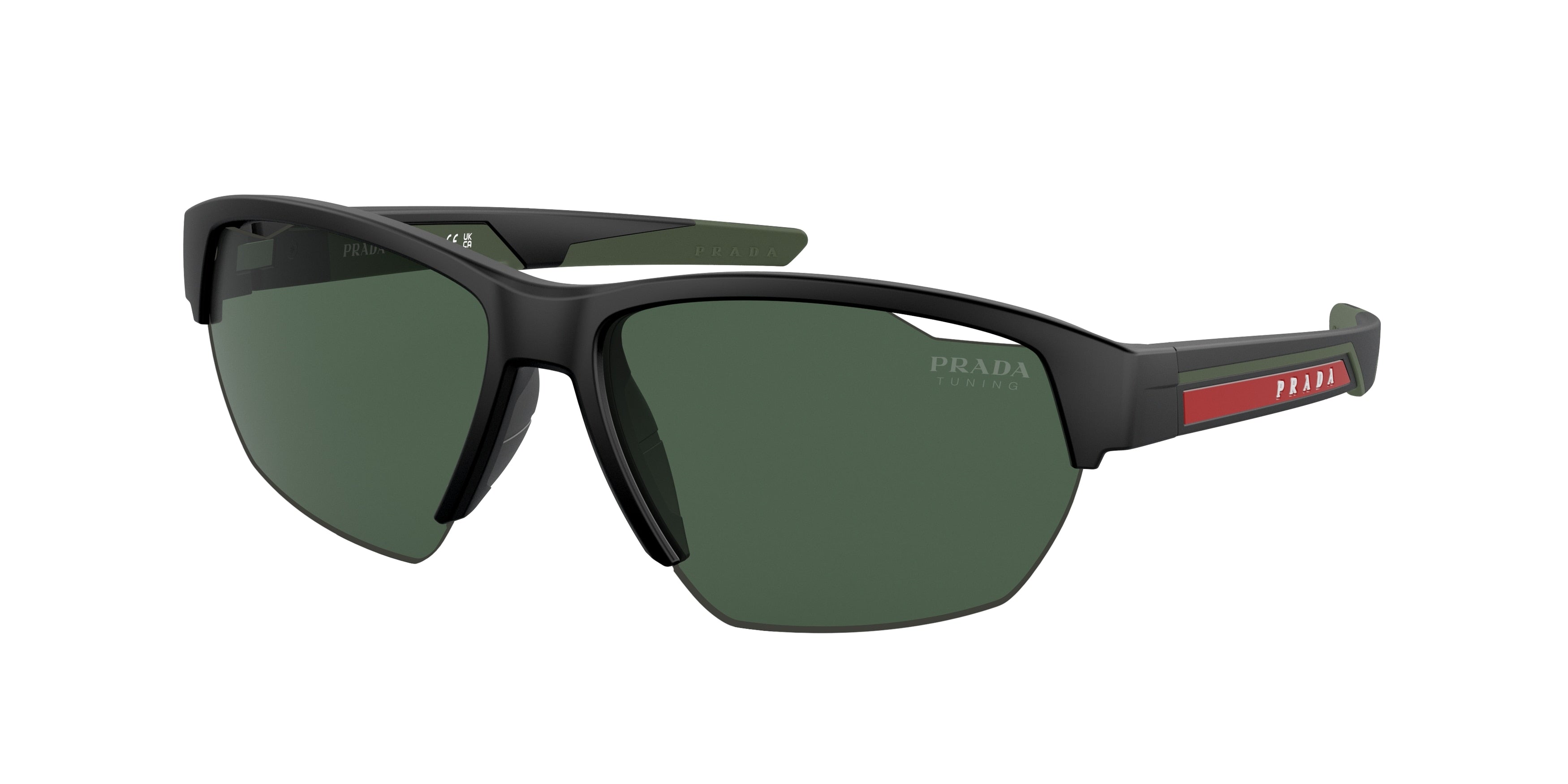 Prada Linea Rossa PS03YSF Irregular Sunglasses  18G06U-Matte Black 64-140-15 - Color Map Black