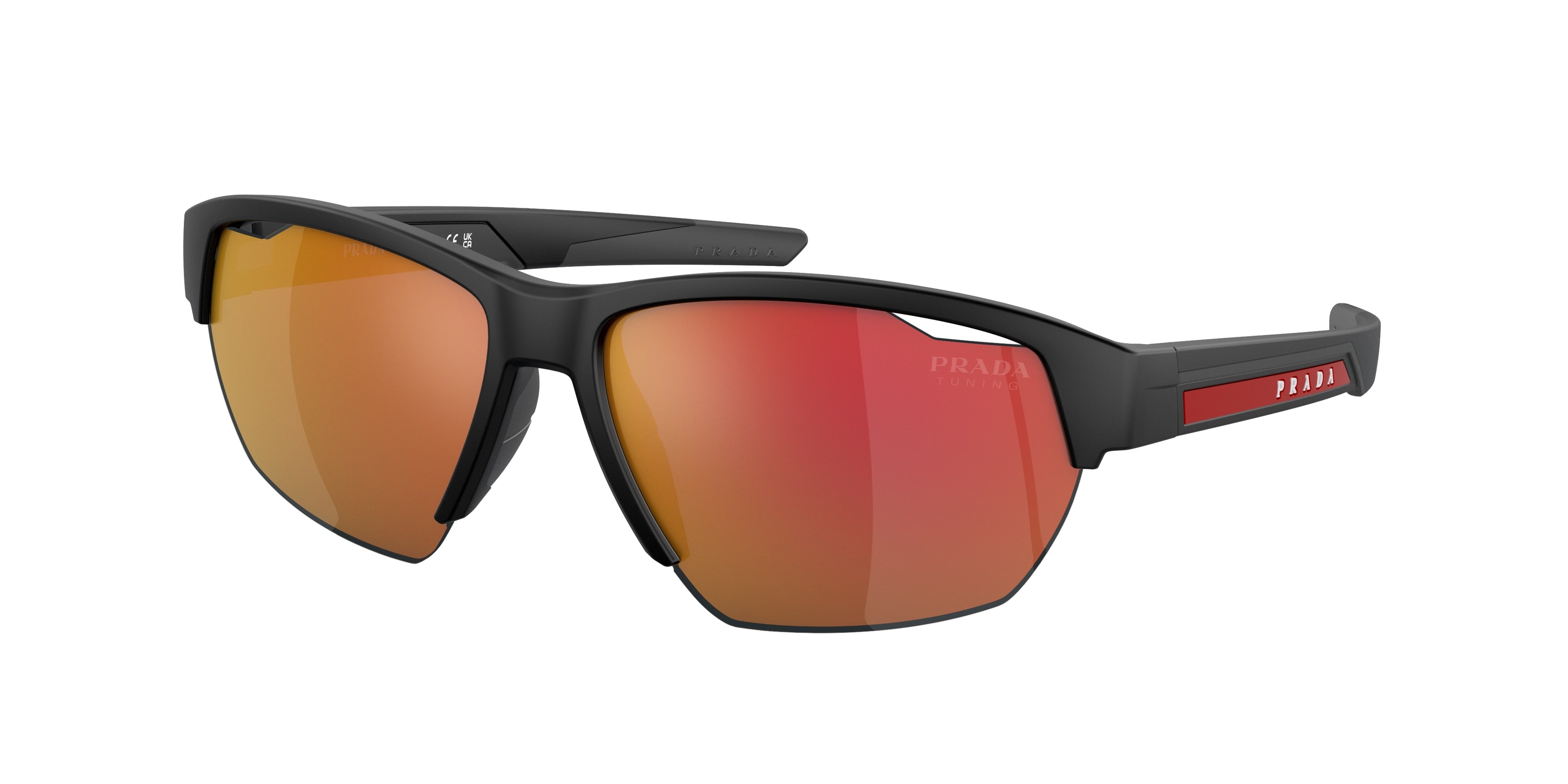Prada Linea Rossa PS03YSF Irregular Sunglasses  1BO04U-Matte Black 64-140-15 - Color Map Black