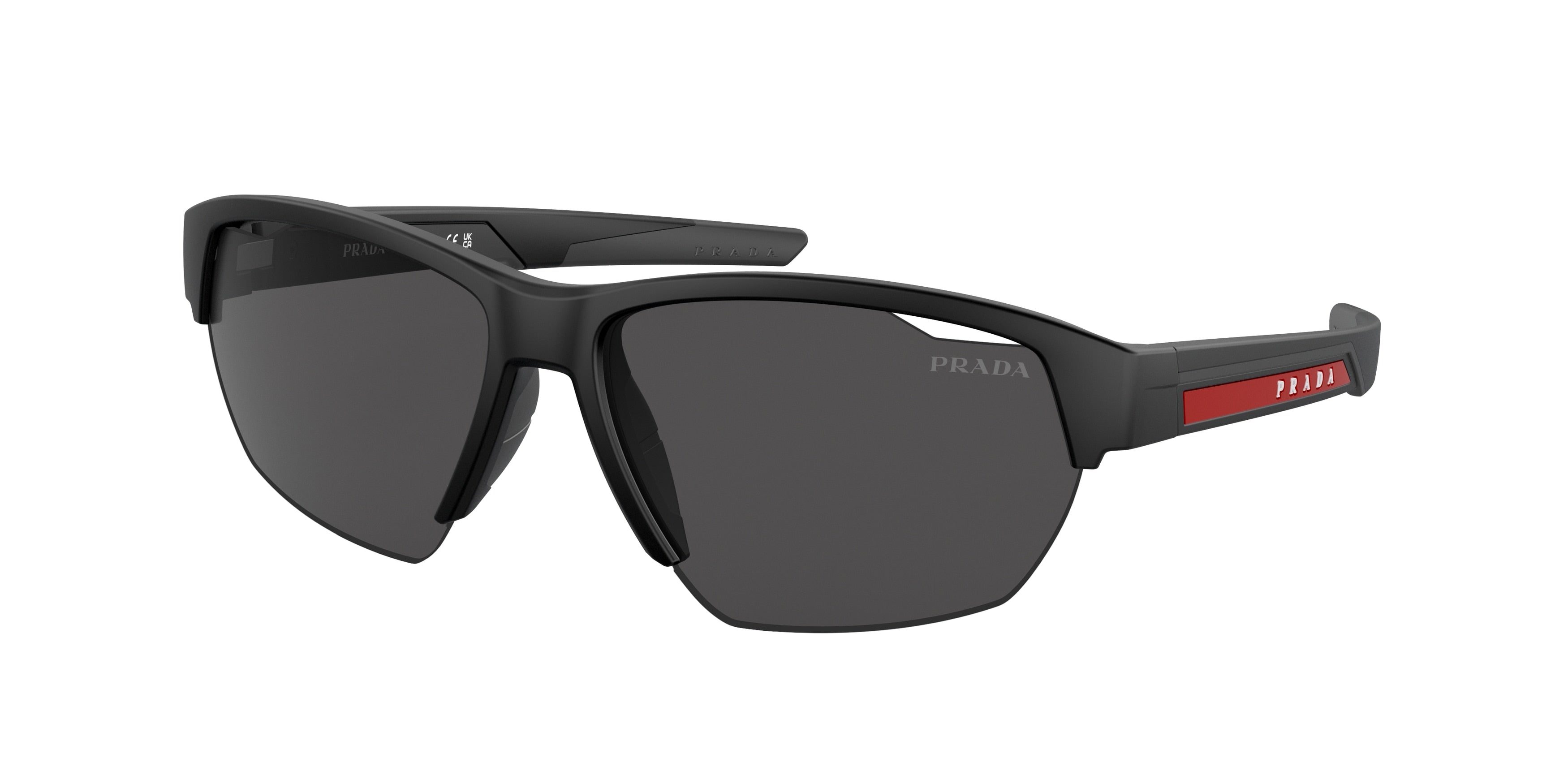 Prada Linea Rossa PS03YSF Irregular Sunglasses  1BO06F-Matte Black 64-140-15 - Color Map Black