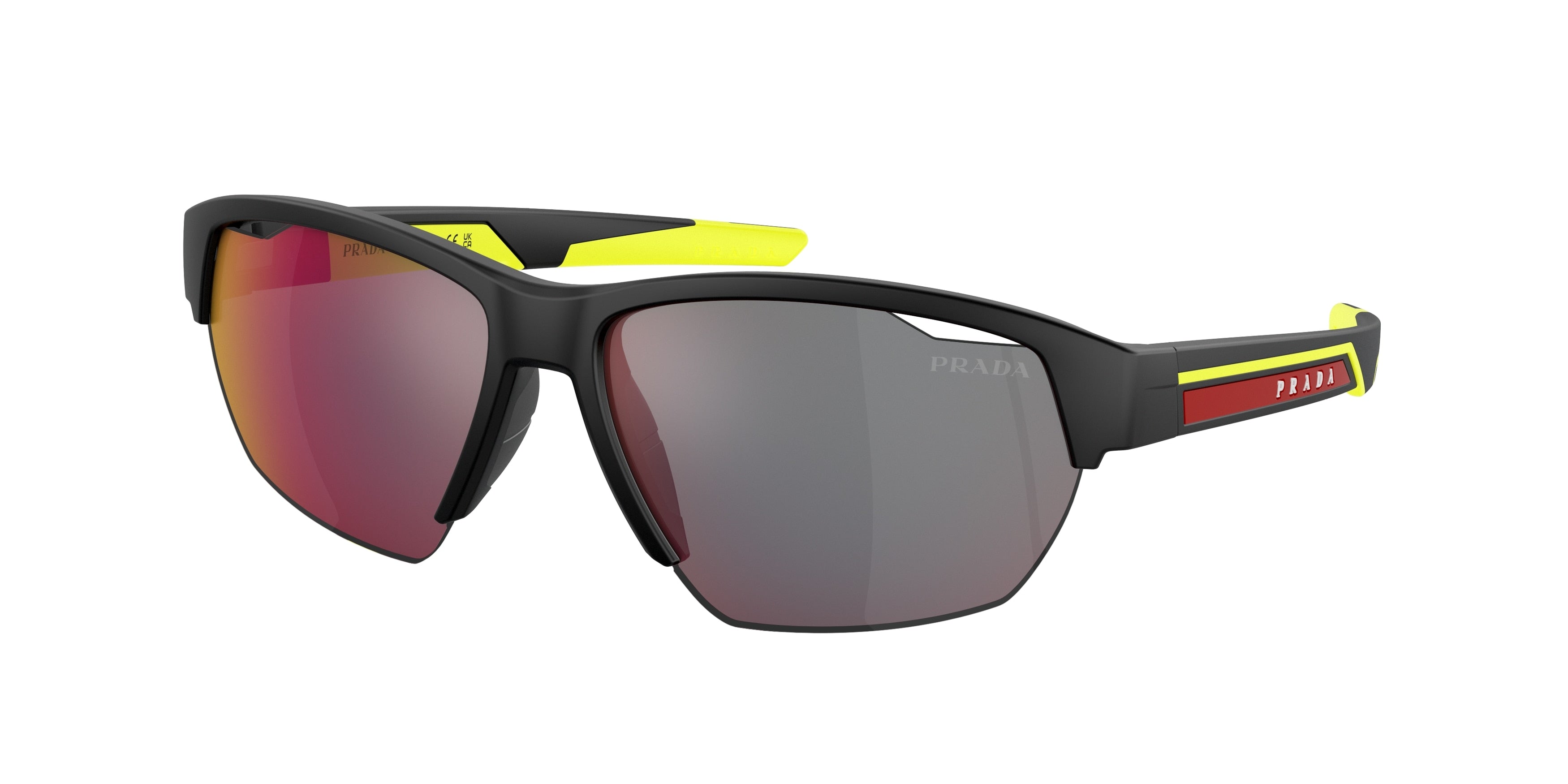 Prada Linea Rossa PS03YS Irregular Sunglasses  17G08F-Matte Black 64-140-15 - Color Map Black
