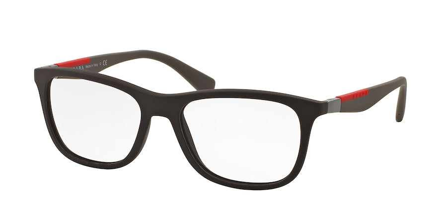 Prada Linea Rossa PS04FV Square Eyeglasses  UB01O1-BROWN RUBBER 55-17-140 - Color Map brown