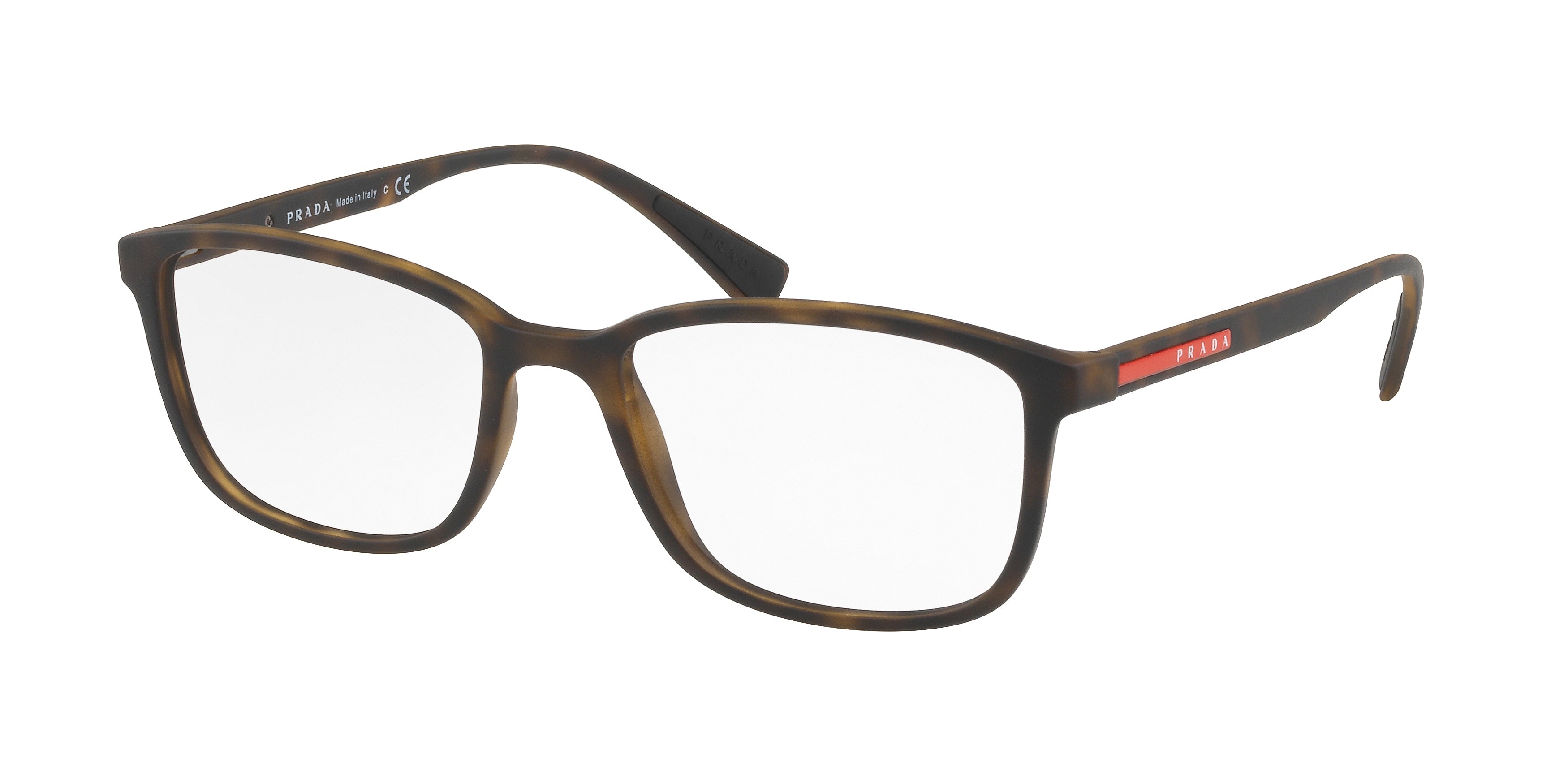 Prada Linea Rossa LIFESTYLE PS04IV Rectangle Eyeglasses  U611O1-Havana Rubber 55-140-18 - Color Map Tortoise