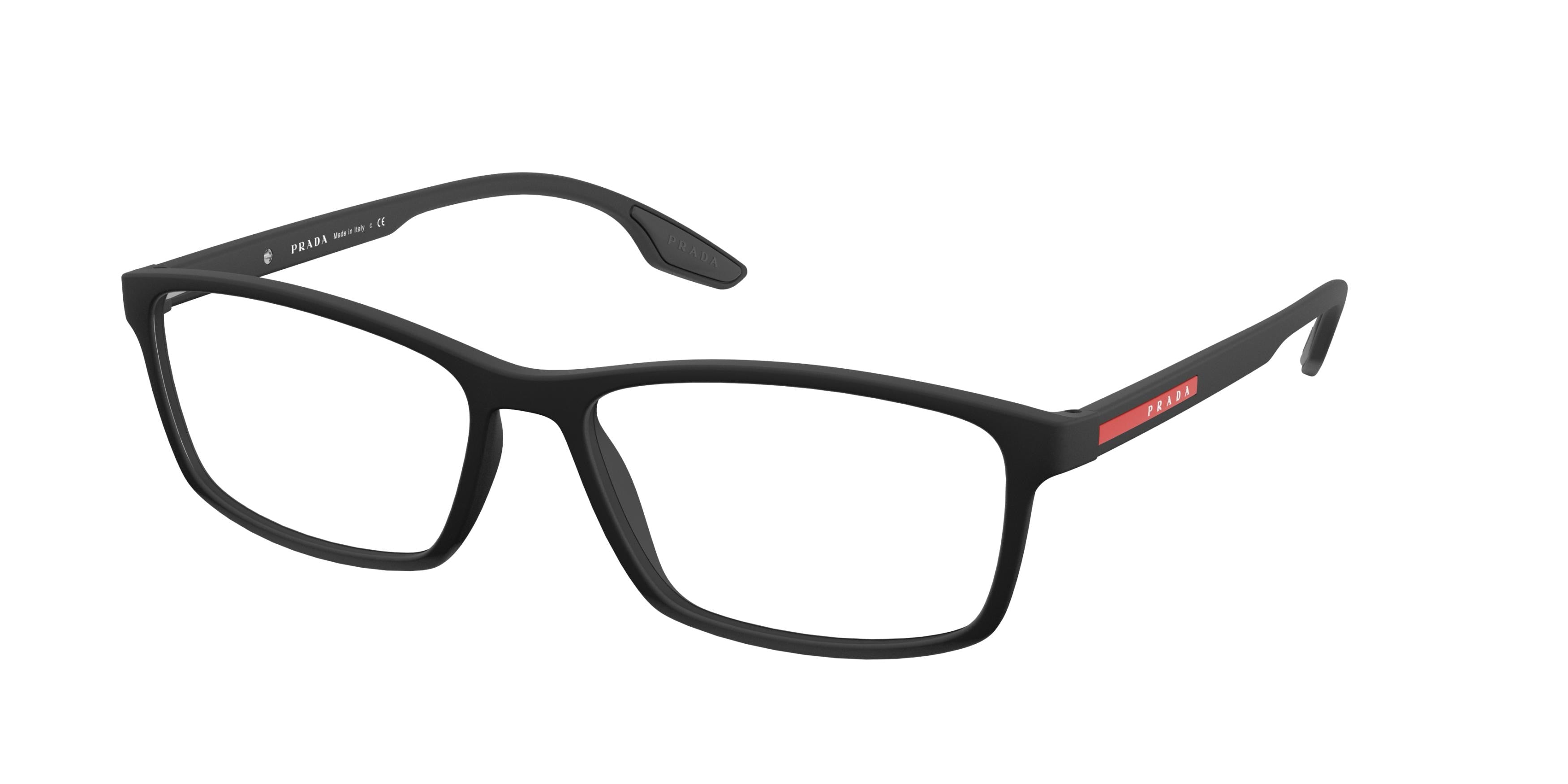 Prada Linea Rossa LIFESTYLE PS04MV Rectangle Eyeglasses  DG01O1-Black Rubber 56-145-16 - Color Map Black
