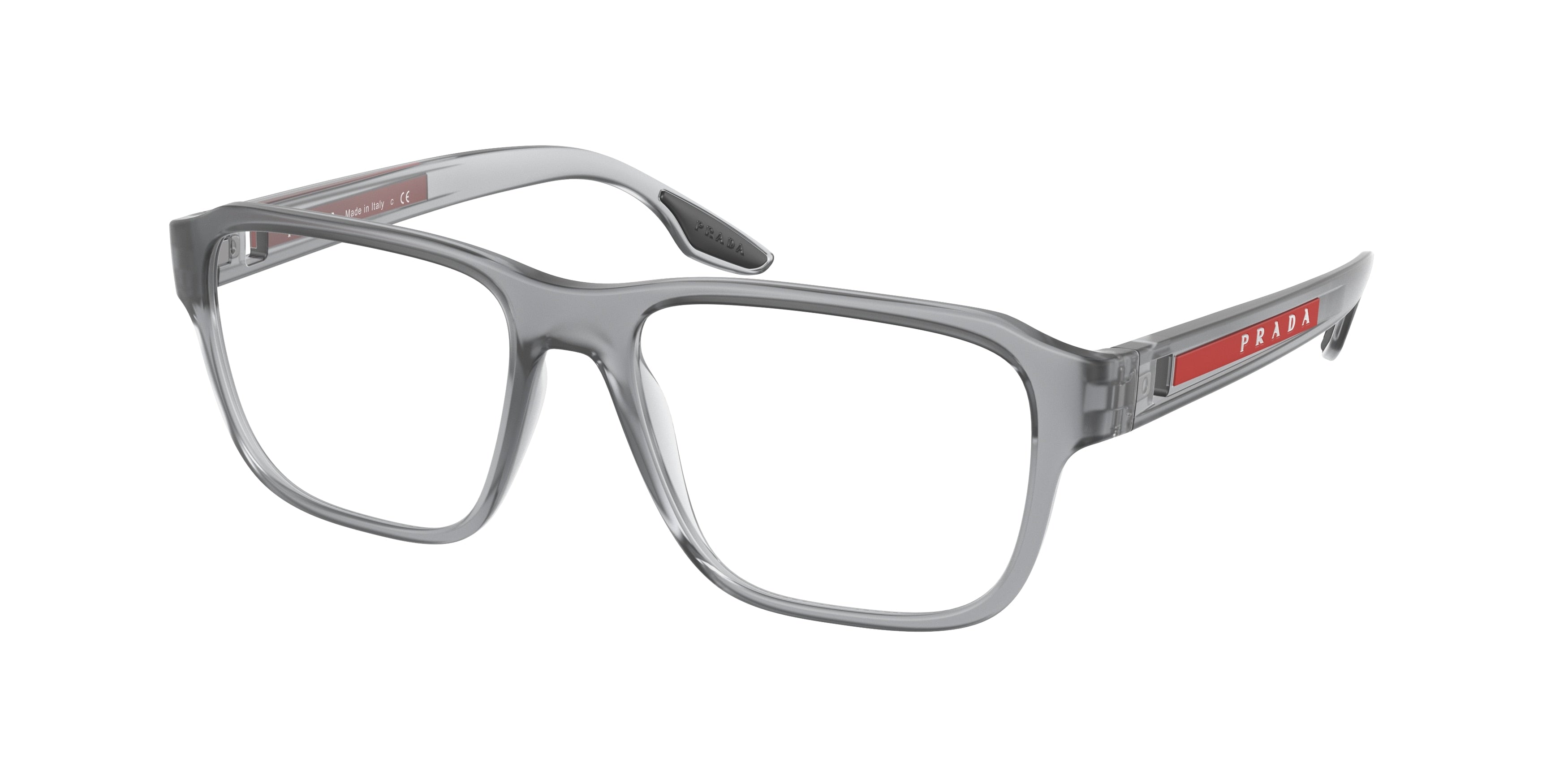 Prada Linea Rossa PS04NV Pillow Eyeglasses  14C1O1-Grey Transparent Rubber 53-145-17 - Color Map Grey