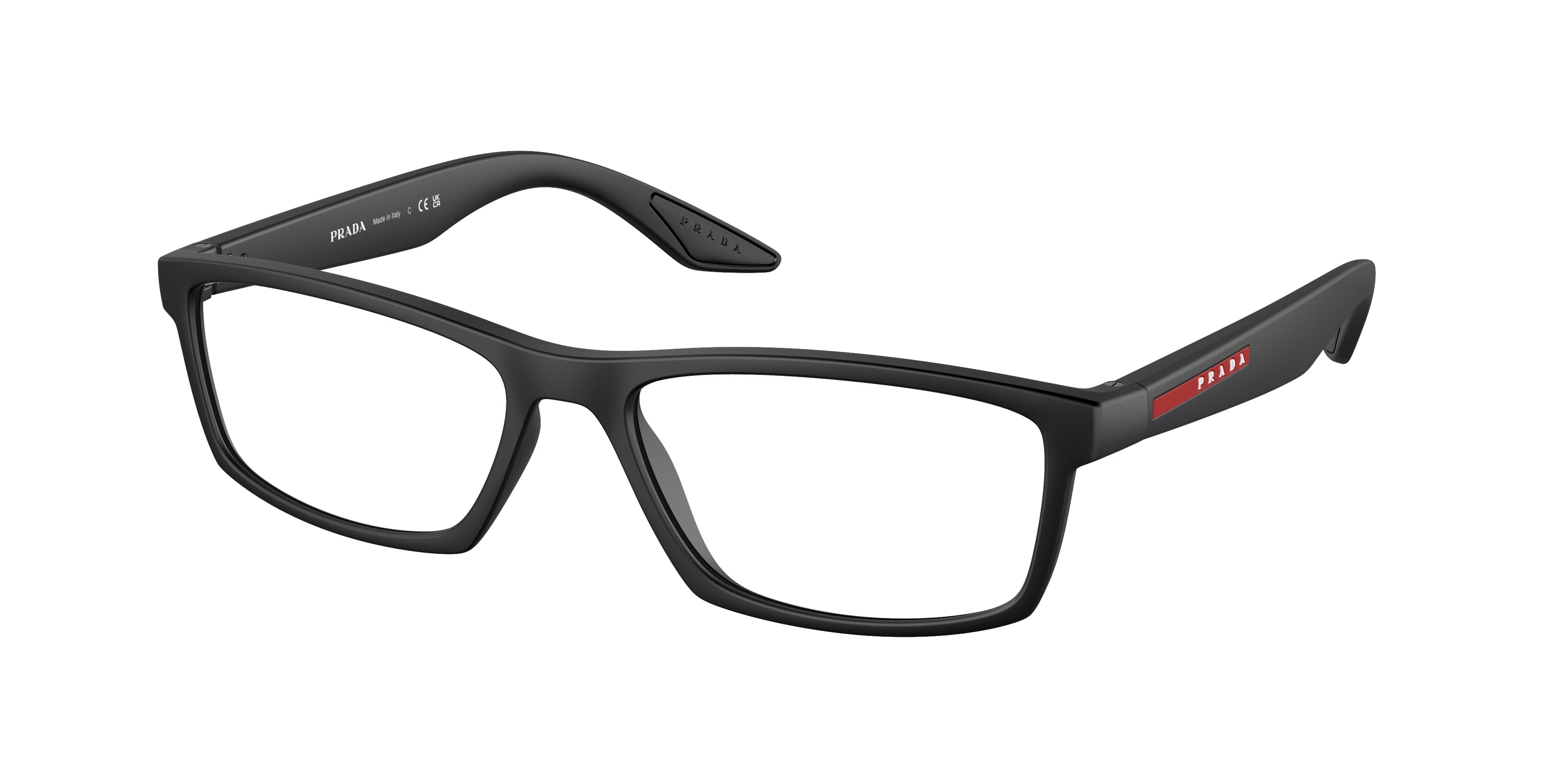 Prada Linea Rossa PS04PV Rectangle Eyeglasses  DG01O1-Black Rubber 56-145-17 - Color Map Black
