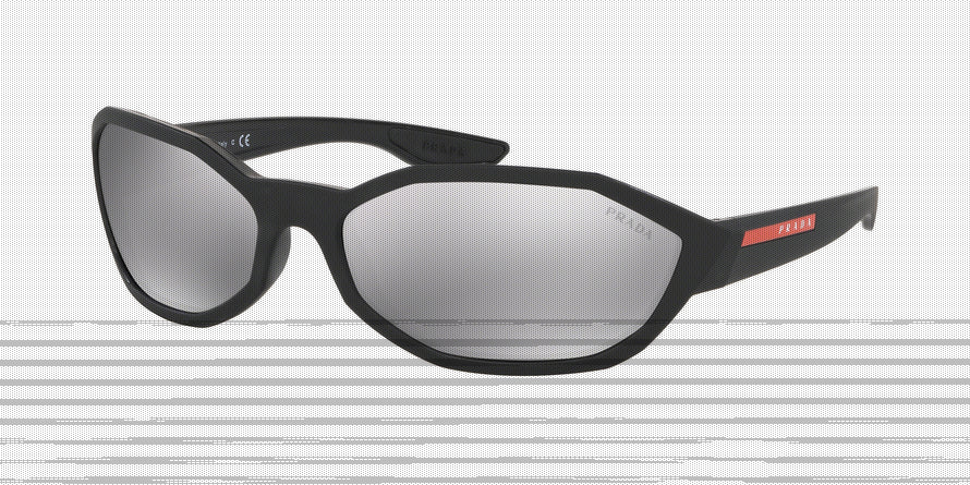 Prada Linea Rossa ACTIVE PS04US Irregular Sunglasses  1BO2B0-MATTE BLACK 67-17-135 - Color Map black