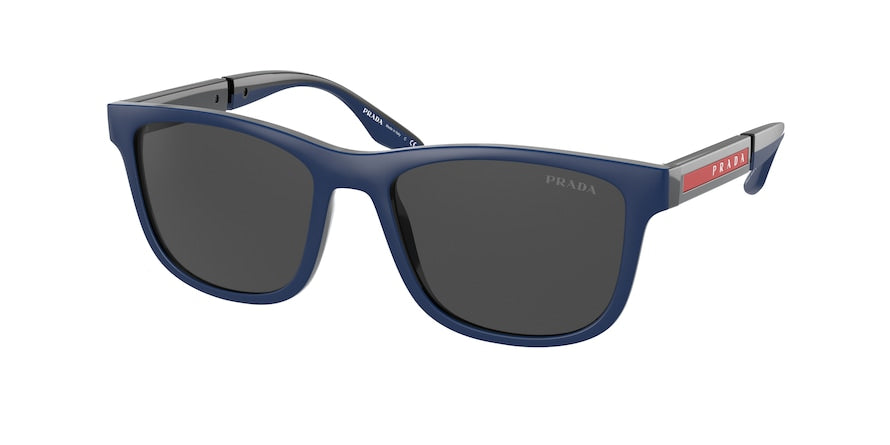 Prada Linea Rossa PS04XSF Square Sunglasses  02S06F-NAVY RUBBER/BLACK 56-18-145 - Color Map blue
