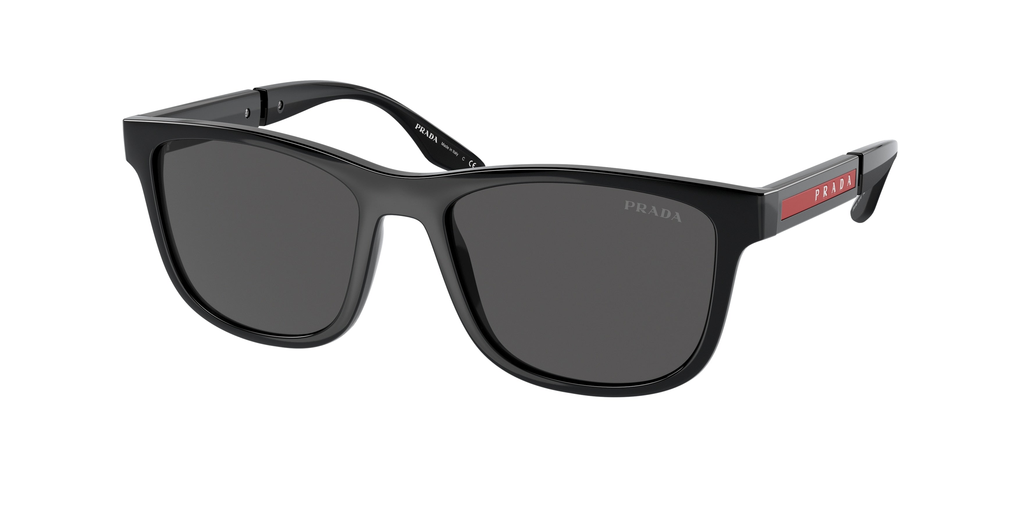 Prada Linea Rossa PS04XS Square Sunglasses  1AB5S0-Black 53-145-18 - Color Map Black