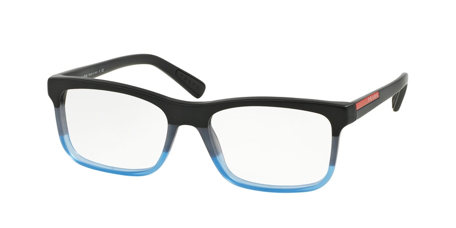 Prada Linea Rossa PS05FV Rectangle Eyeglasses  TWT1O1-BLACK/GREY/BLU 53-17-140 - Color Map blue