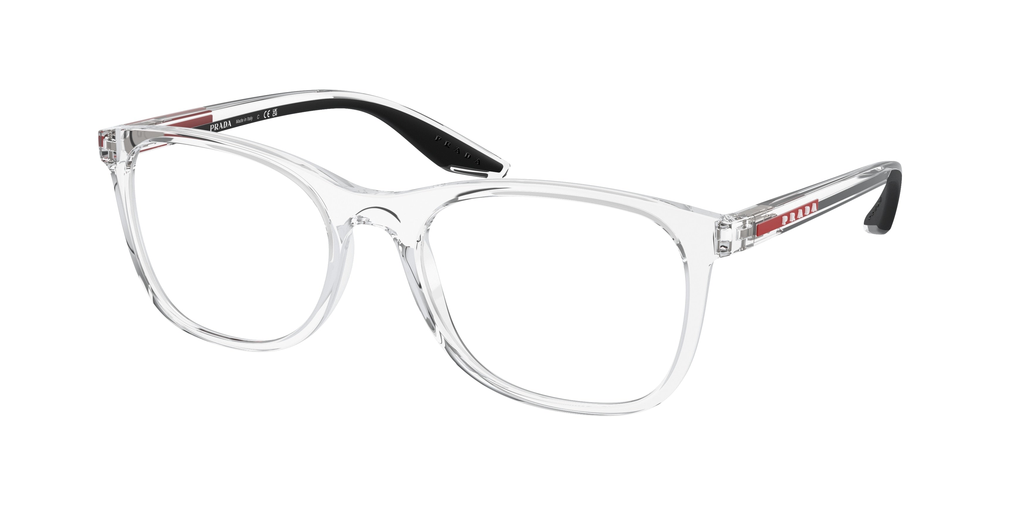 Prada Linea Rossa PS05PV Pillow Eyeglasses  2AZ1O1-Crystal 55-145-19 - Color Map White