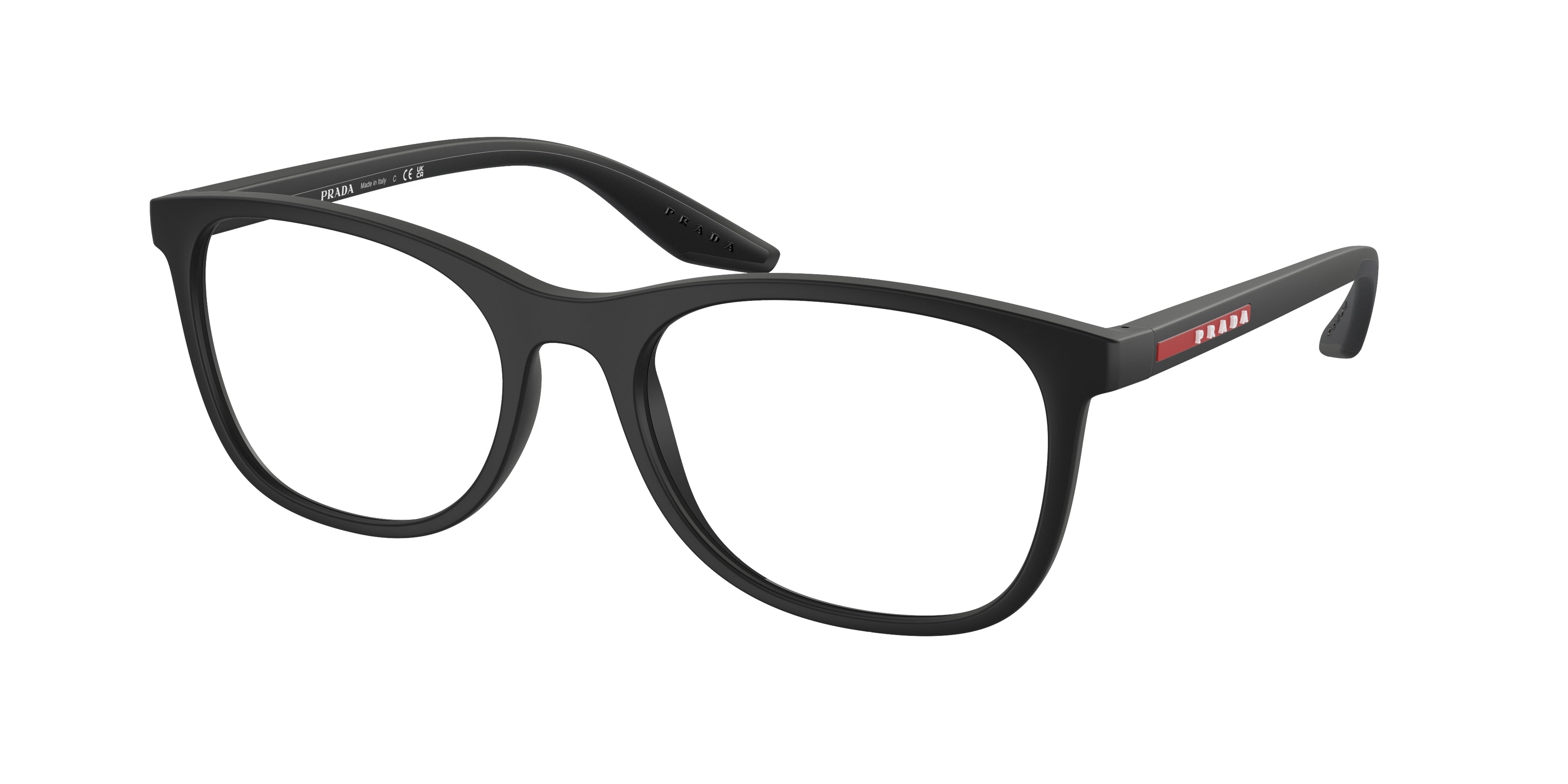 Prada Linea Rossa PS05PV Pillow Eyeglasses  DG01O1-Black Rubber 55-145-19 - Color Map Black