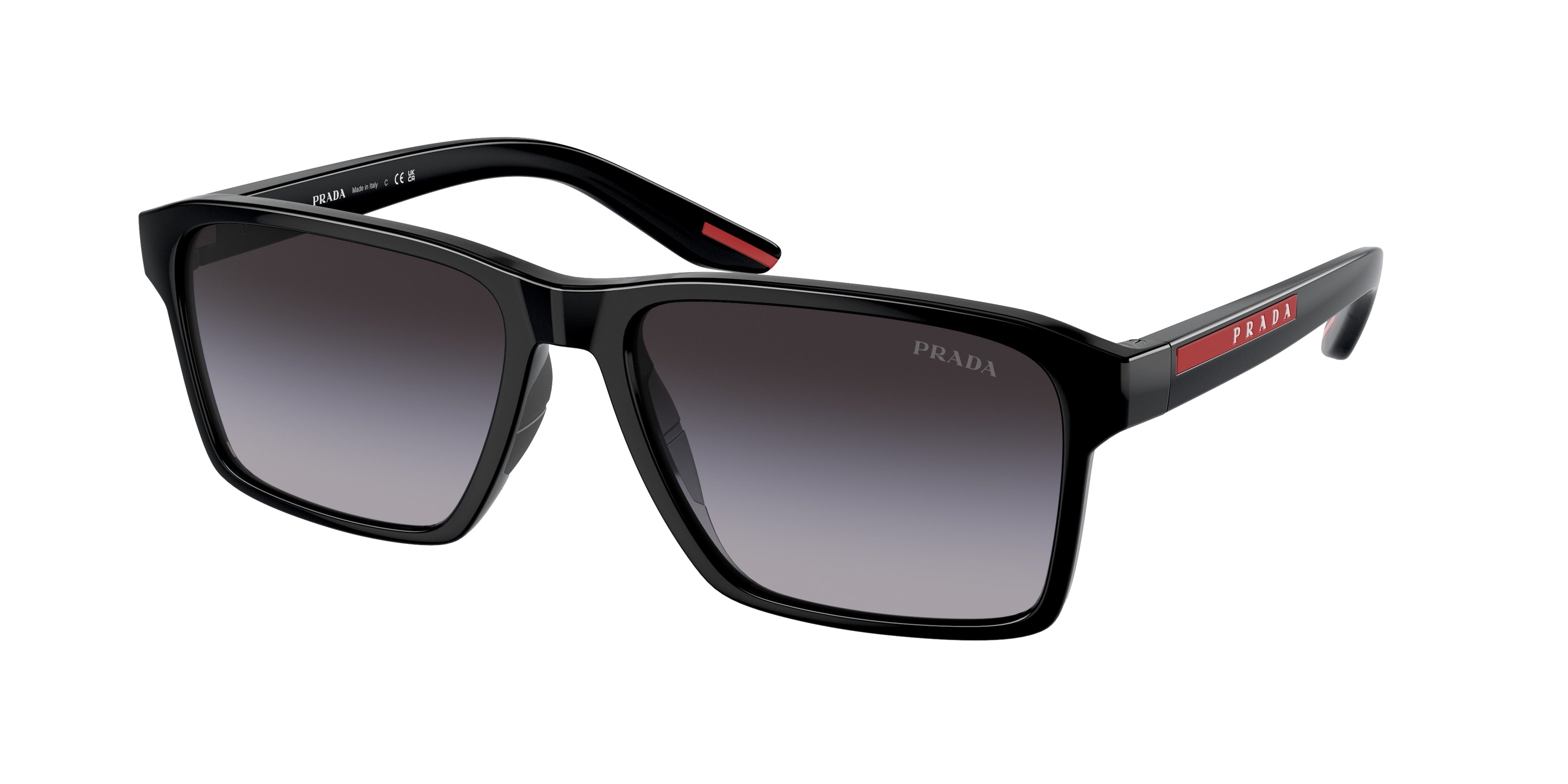 Prada Linea Rossa PS05YSF Rectangle Sunglasses  1AB09U-Black 58-145-17 - Color Map Black