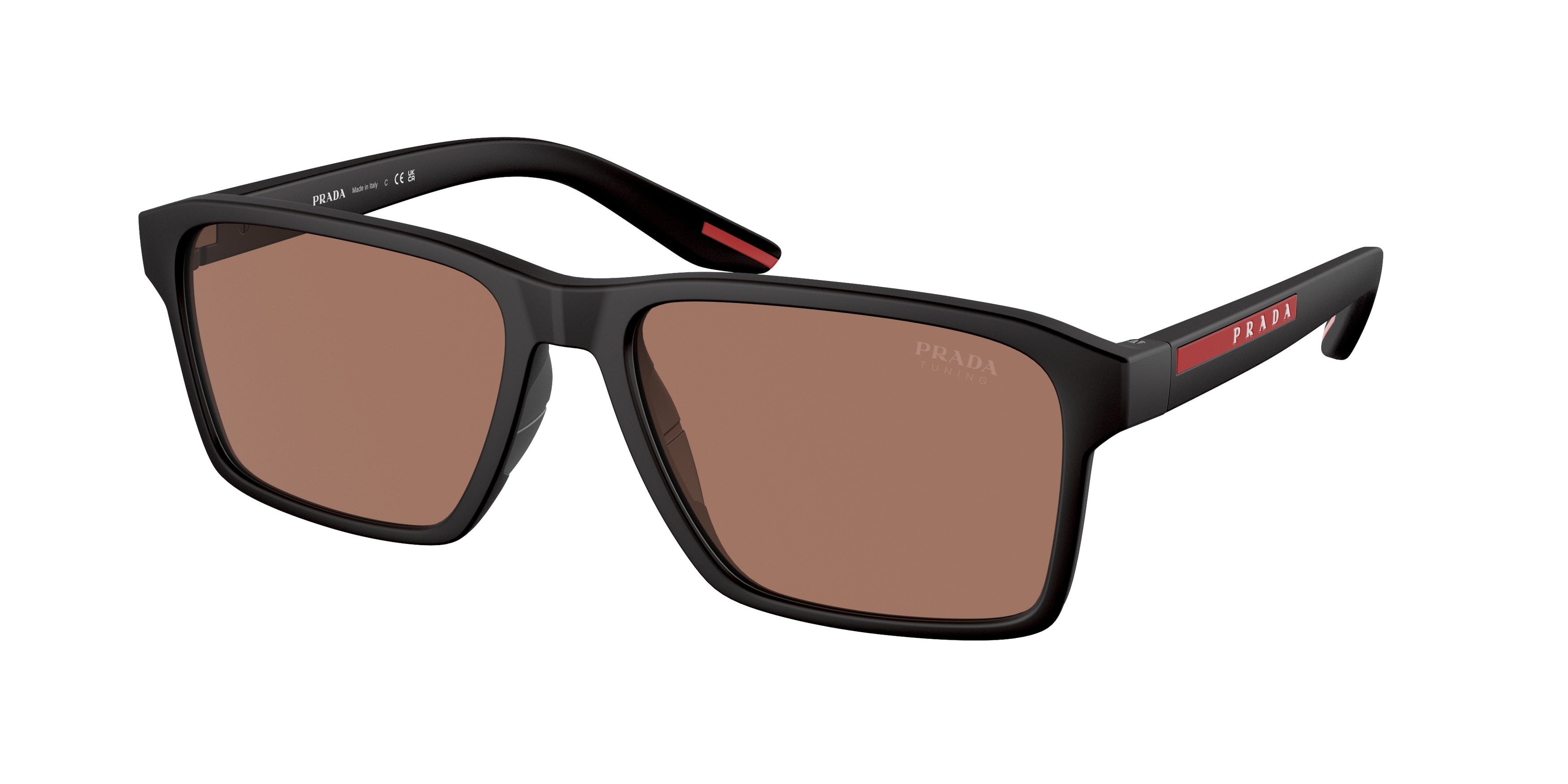 Prada Linea Rossa PS05YSF Rectangle Sunglasses  DG050A-Black Rubber 58-145-17 - Color Map Black