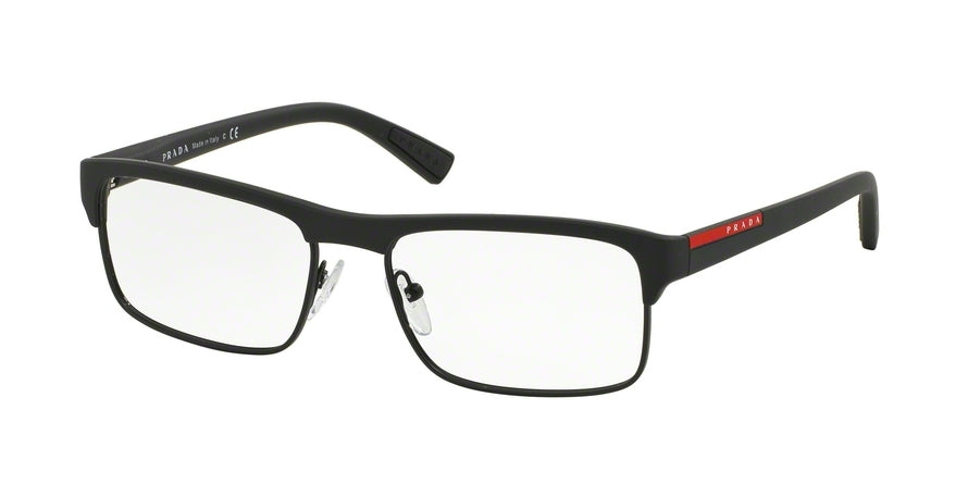 Prada Linea Rossa PS06FV Rectangle Eyeglasses  DG01O1-BLACK RUBBER 54-17-140 - Color Map black