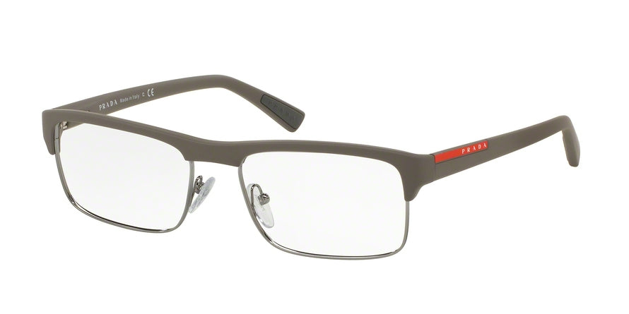 Prada Linea Rossa PS06FV Rectangle Eyeglasses  UR41O1-BROWN RUBBER 54-17-140 - Color Map brown