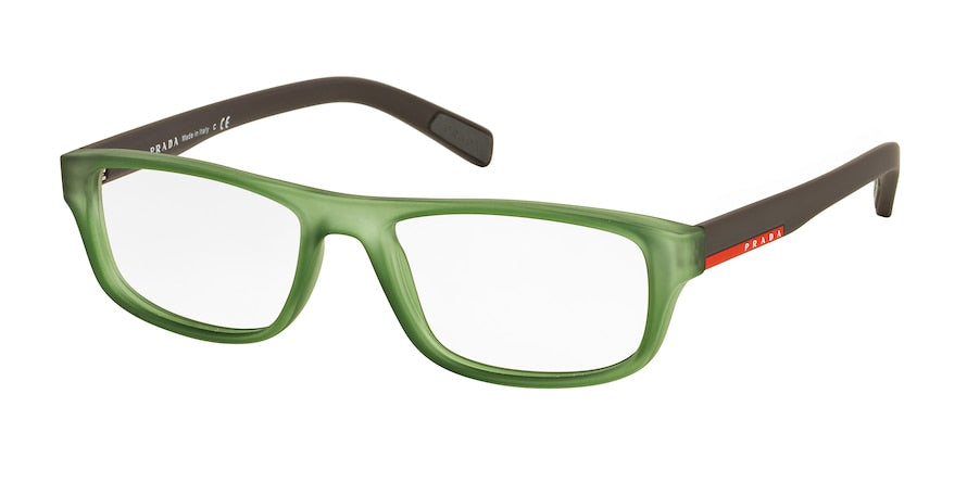 Prada Linea Rossa PS06GV Rectangle Eyeglasses  UFK1O1-TRANSPARENT GREEN RUBBER 54-17-145 - Color Map green