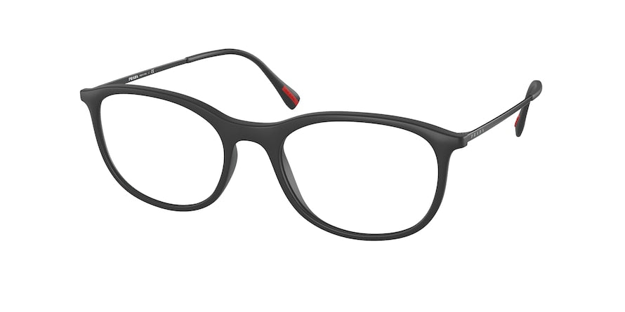 Prada Linea Rossa PS06NV Oval Eyeglasses  DG01O1-BLACK RUBBER 55-19-145 - Color Map black