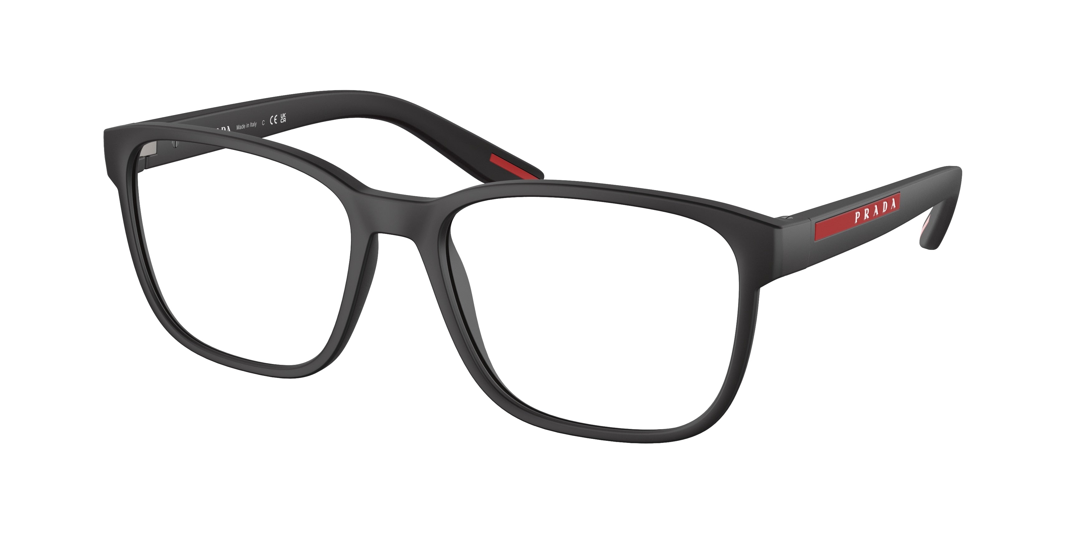 Prada Linea Rossa PS06PV Pillow Eyeglasses  DG01O1-Black Rubber 56-145-18 - Color Map Black