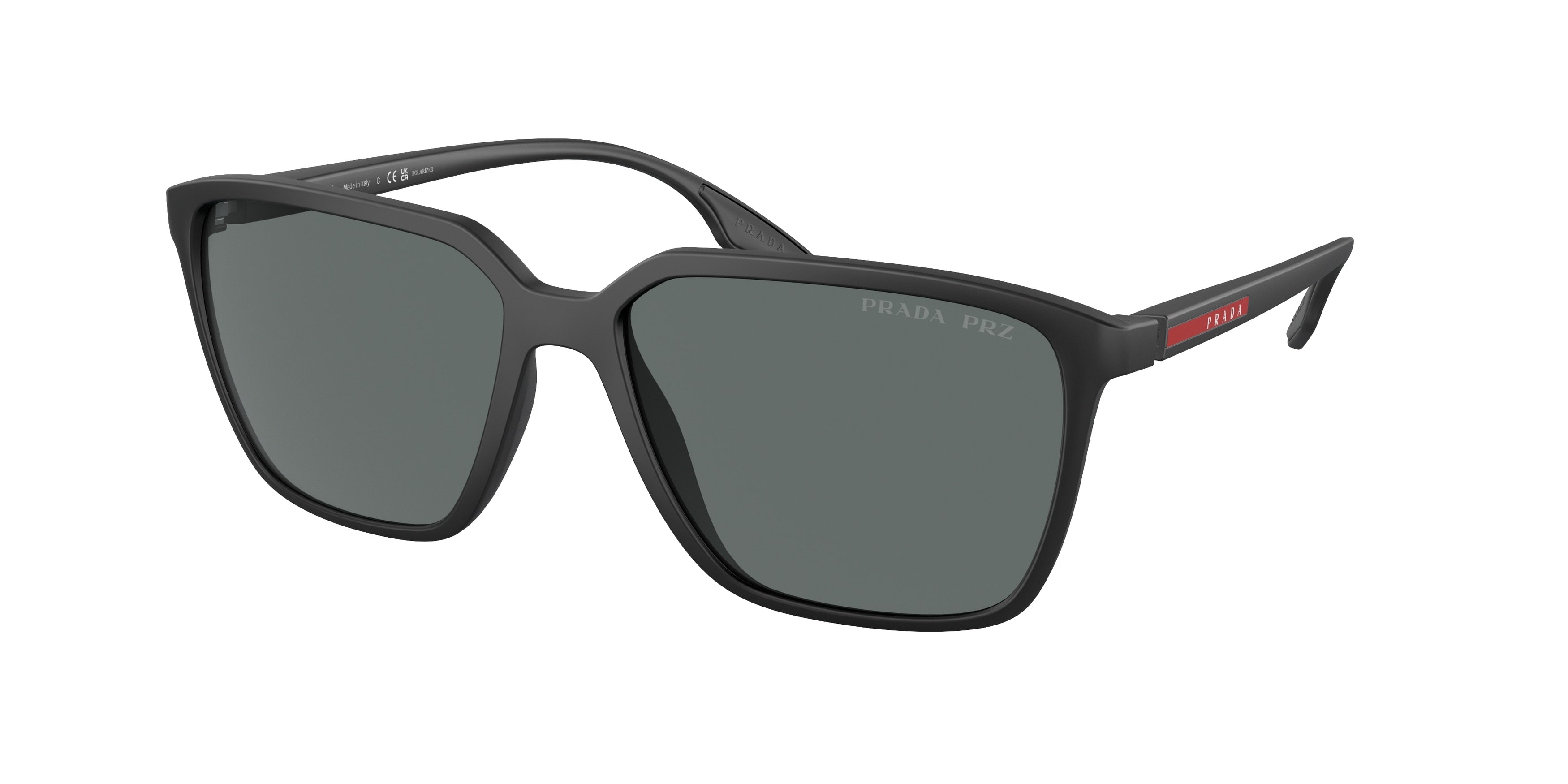Prada Linea Rossa PS06VS Pillow Sunglasses  1BO5Z1-Black Demishiny 57-145-16 - Color Map Black