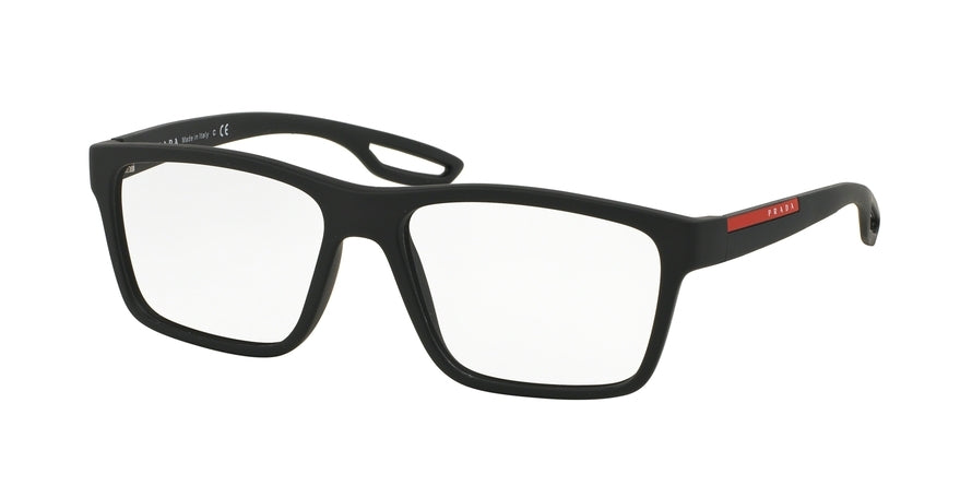 Prada Linea Rossa PS07FV Rectangle Eyeglasses  UAP1O1-BLACK RUBBER 55-16-140 - Color Map black