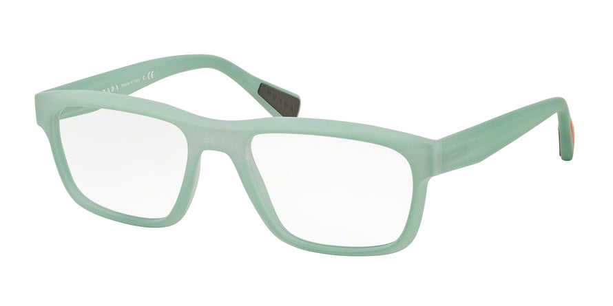 Prada Linea Rossa PS07GV Rectangle Eyeglasses  UFM1O1-LIGHT GREEN RUBBER 53-18-140 - Color Map green
