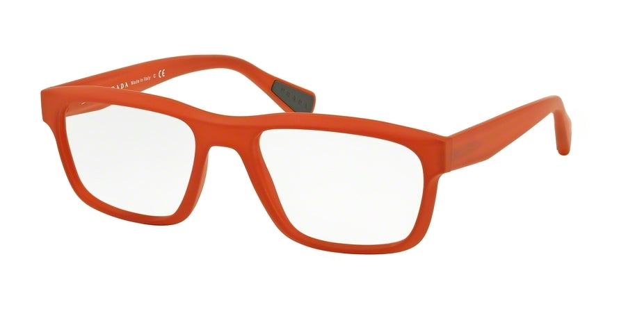 Prada Linea Rossa PS07GV Rectangle Eyeglasses  UFN1O1-ORANGE RUBBER 53-18-140 - Color Map orange