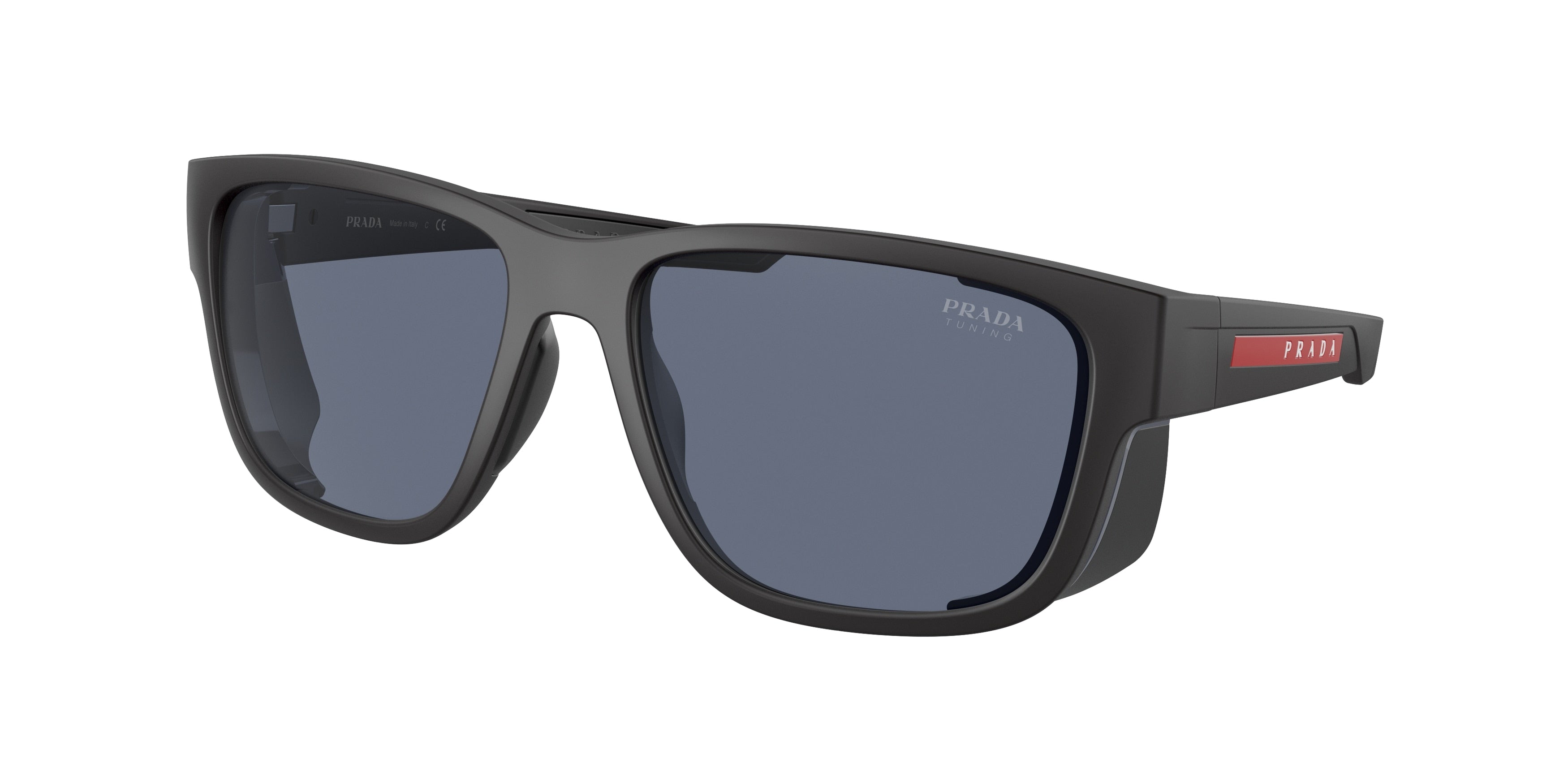 Prada Linea Rossa PS07WS Pillow Sunglasses  DG009R-Black Rubber 59-130-17 - Color Map Black