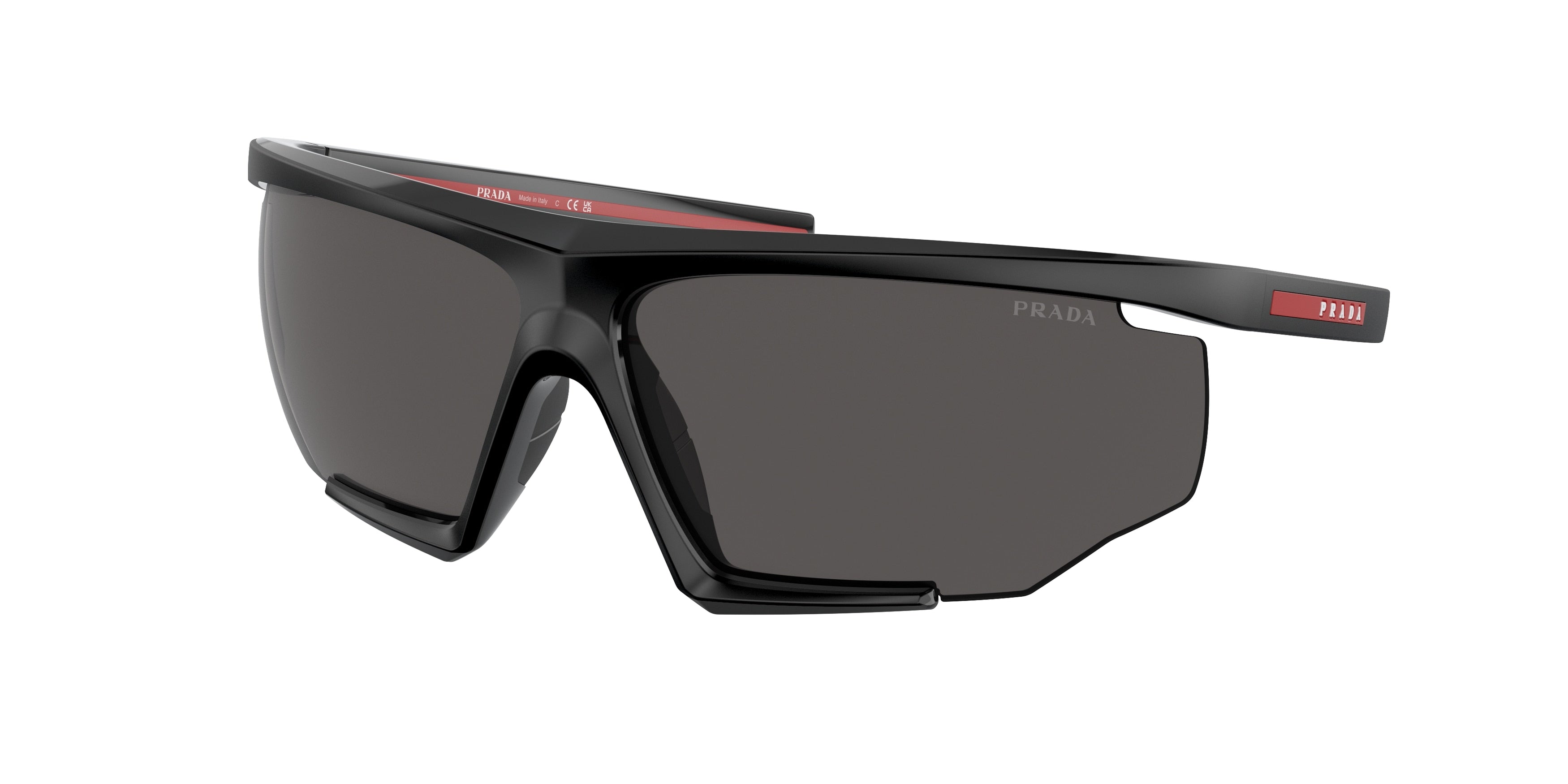 Prada Linea Rossa PS07YS Irregular Sunglasses  DG006F-Black Rubber 76-125-12 - Color Map Black