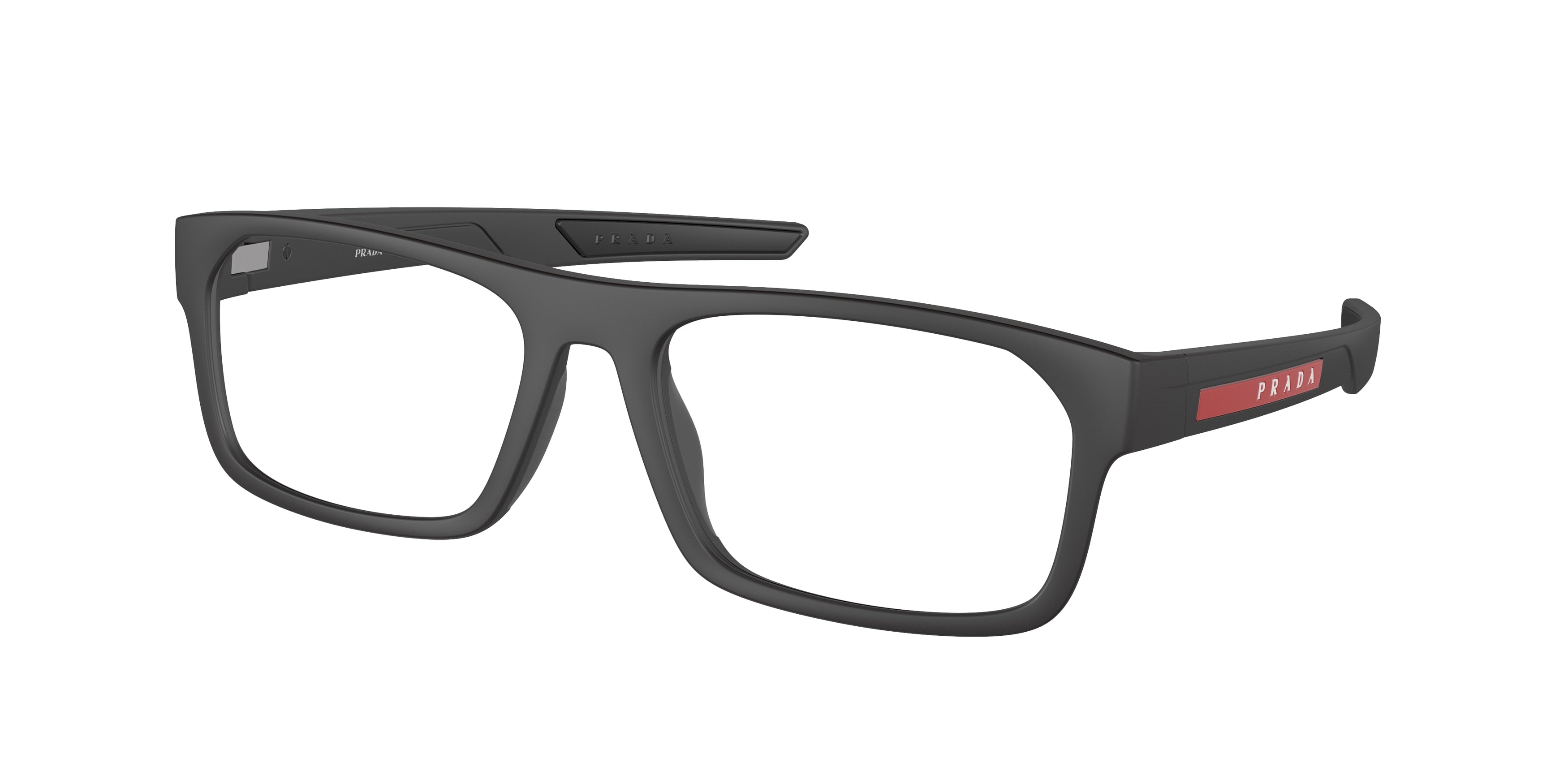 Prada Linea Rossa PS08OV Rectangle Eyeglasses  DG01O1-Rubber Black 57-140-18 - Color Map Black
