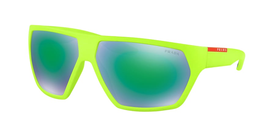 Prada Linea Rossa ACTIVE PS08US Irregular Sunglasses  4471M2-FLUO GREEN RUBBER 67-12-130 - Color Map green