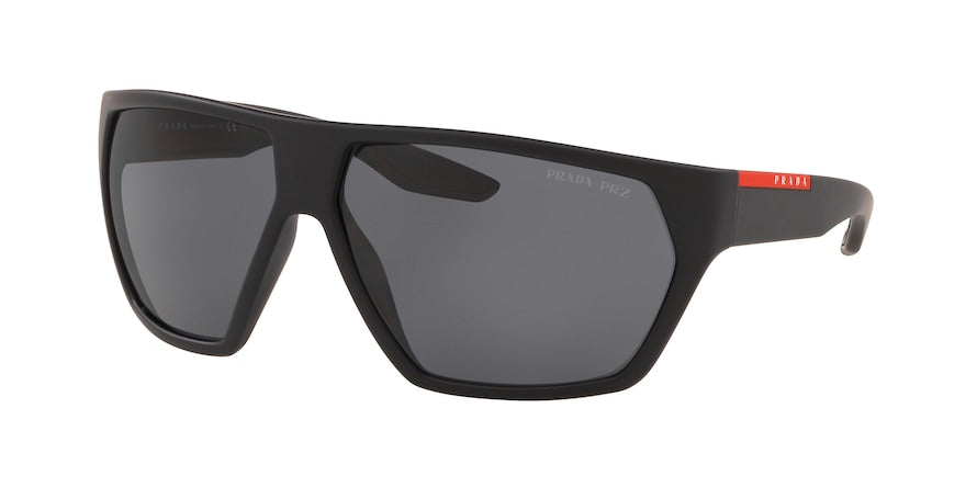 Prada Linea Rossa ACTIVE PS08US Irregular Sunglasses  DG05Z1-RUBBER BLACK 67-12-130 - Color Map black