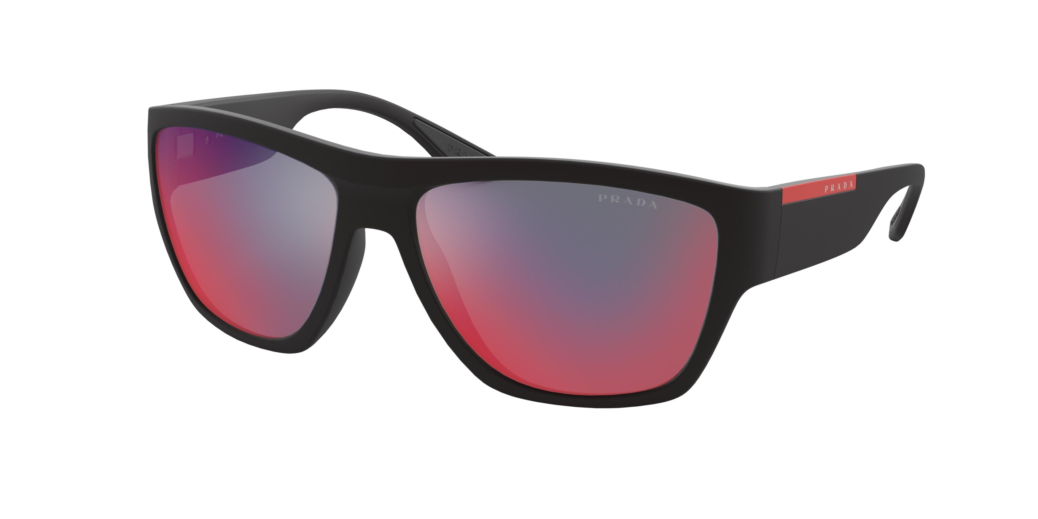 Prada Linea Rossa PS08VS Pillow Sunglasses  DG008F-Rubber Black 58-135-16 - Color Map Black