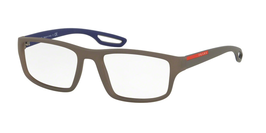 Prada Linea Rossa PS09GV Rectangle Eyeglasses  UR41O1-BROWN RUBBER 53-18-140 - Color Map brown