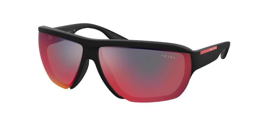 Prada Linea Rossa PS09VS Pillow Sunglasses  DG008F-RUBBER BLACK 72-12-130 - Color Map black