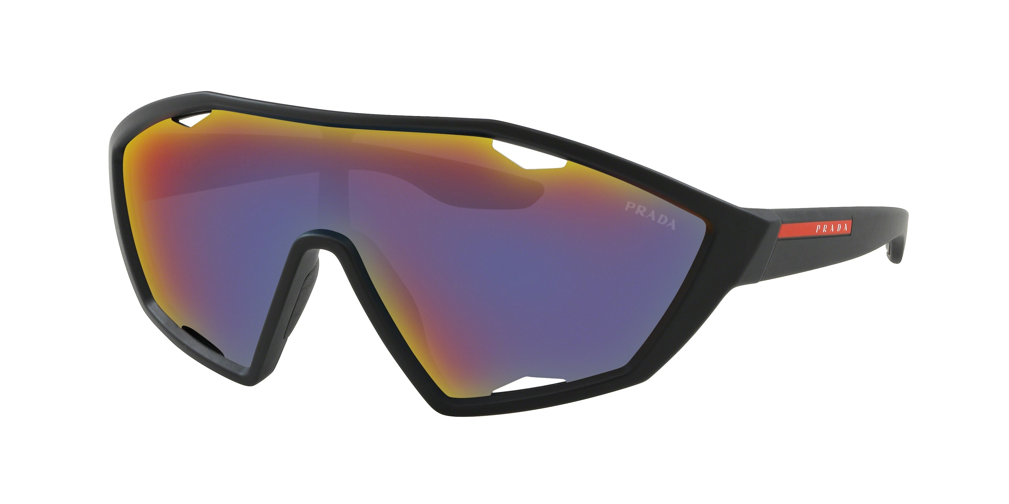Prada Linea Rossa ACTIVE PS10US Cat Eye Sunglasses  DG09Q1-Black Rubber 30-135-130 - Color Map Black