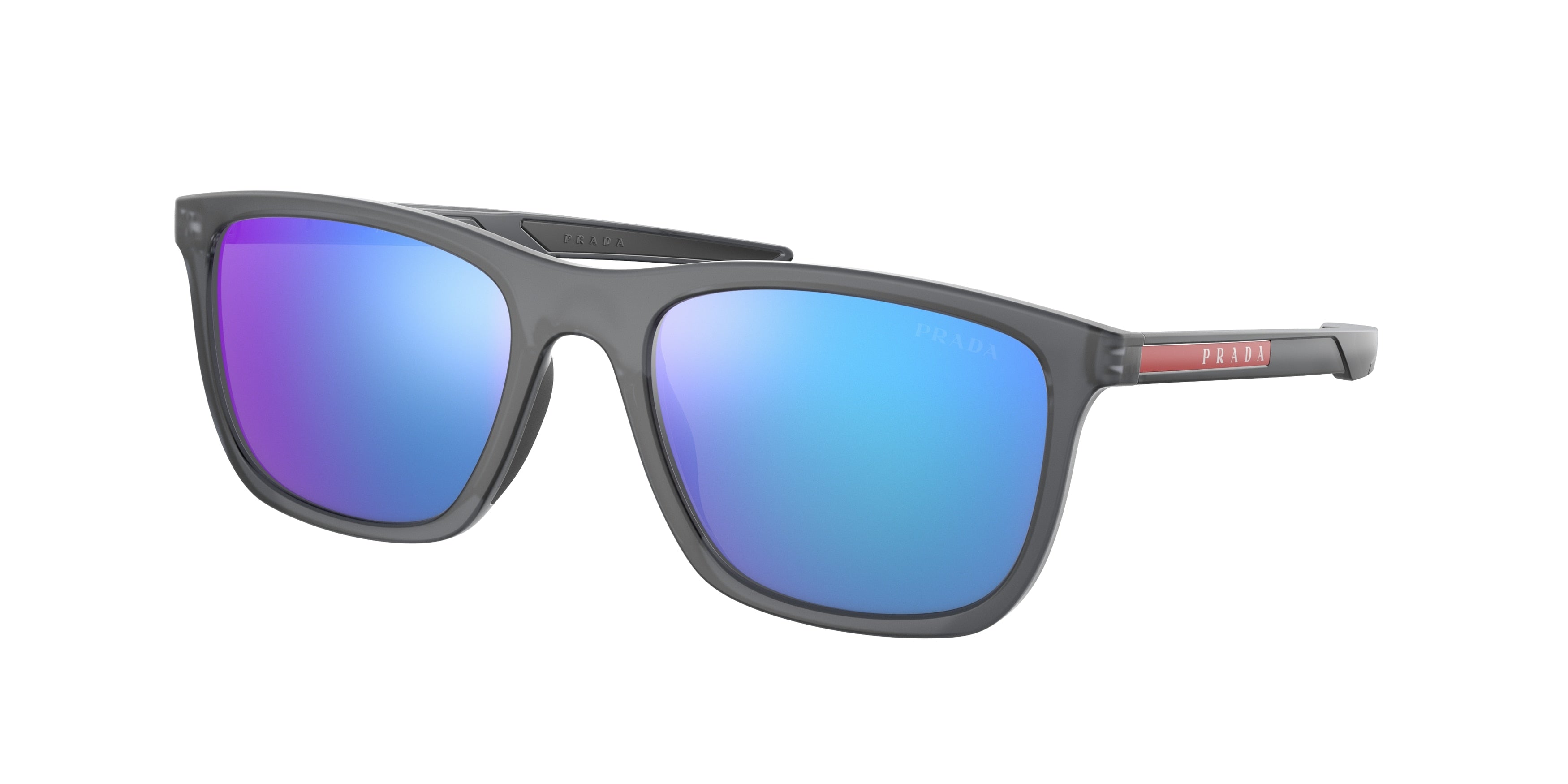 Prada Linea Rossa PS10WSF Pillow Sunglasses  13C08R-Grey Transparent Rubber 54-140-19 - Color Map Grey