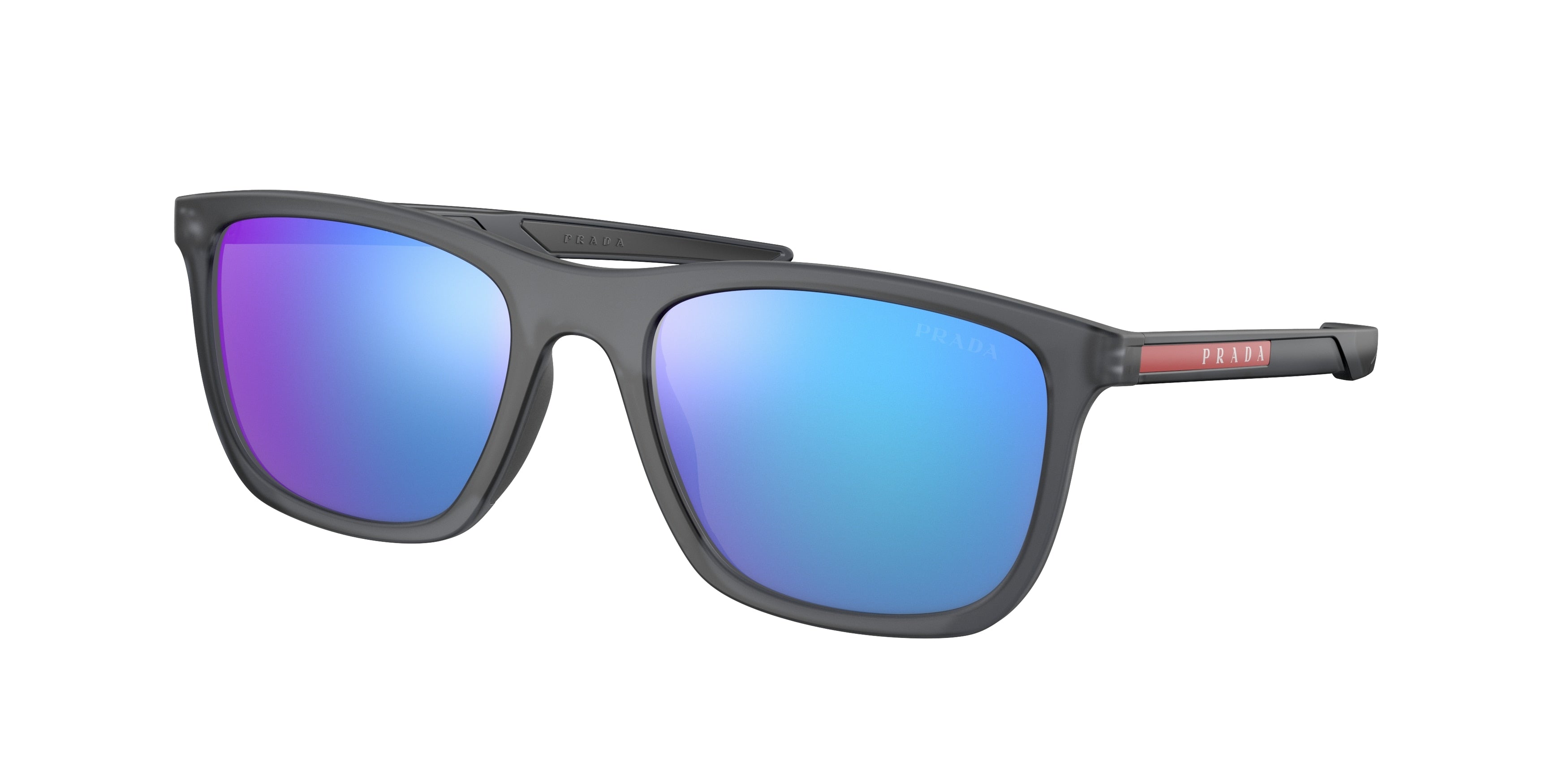 Prada Linea Rossa PS10WS Pillow Sunglasses  13C08R-Grey Transparent Rubber 54-140-19 - Color Map Grey