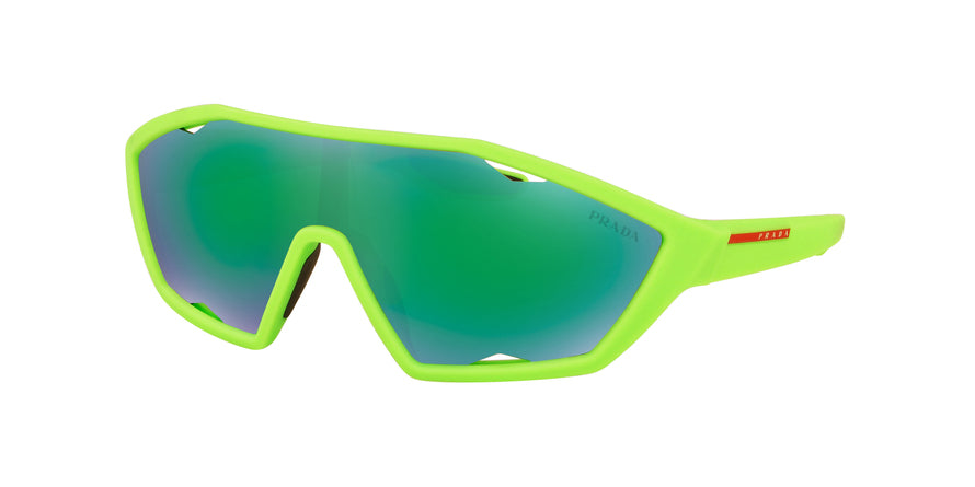 Prada Linea Rossa ACTIVE PS16US Irregular Sunglasses  4471M2-FLUO GREEN RUBBER 23-123-120 - Color Map green