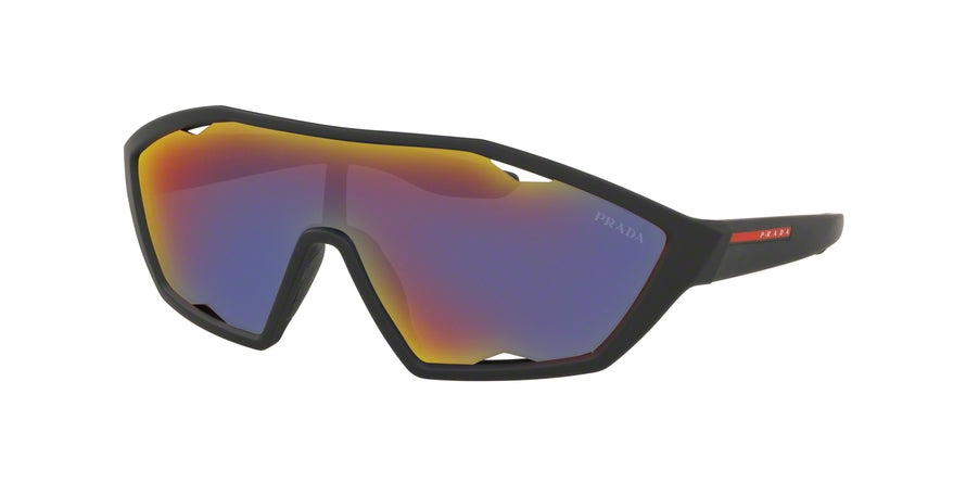 Prada Linea Rossa ACTIVE PS16US Irregular Sunglasses  DG09Q1-BLACK RUBBER 23-123-120 - Color Map black