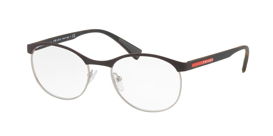 Prada Linea Rossa PS50IV Phantos Eyeglasses  VY21O1-BROWN RUBBER/GUNMETAL 51-18-140 - Color Map brown