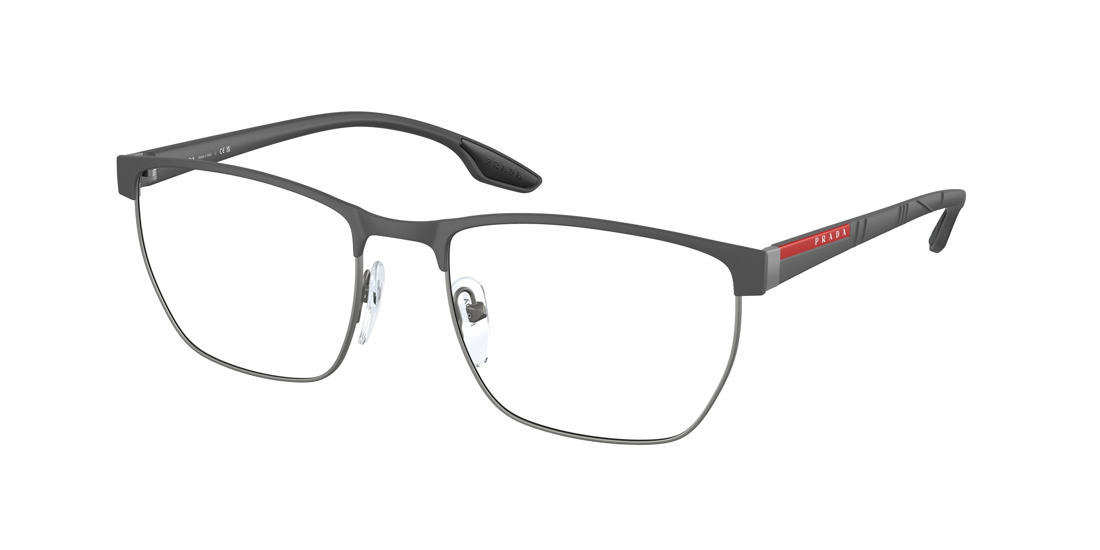 Prada Linea Rossa LIFESTYLE PS50LV Irregular Eyeglasses  12H1O1-Rubber Grey 55-145-19 - Color Map Grey