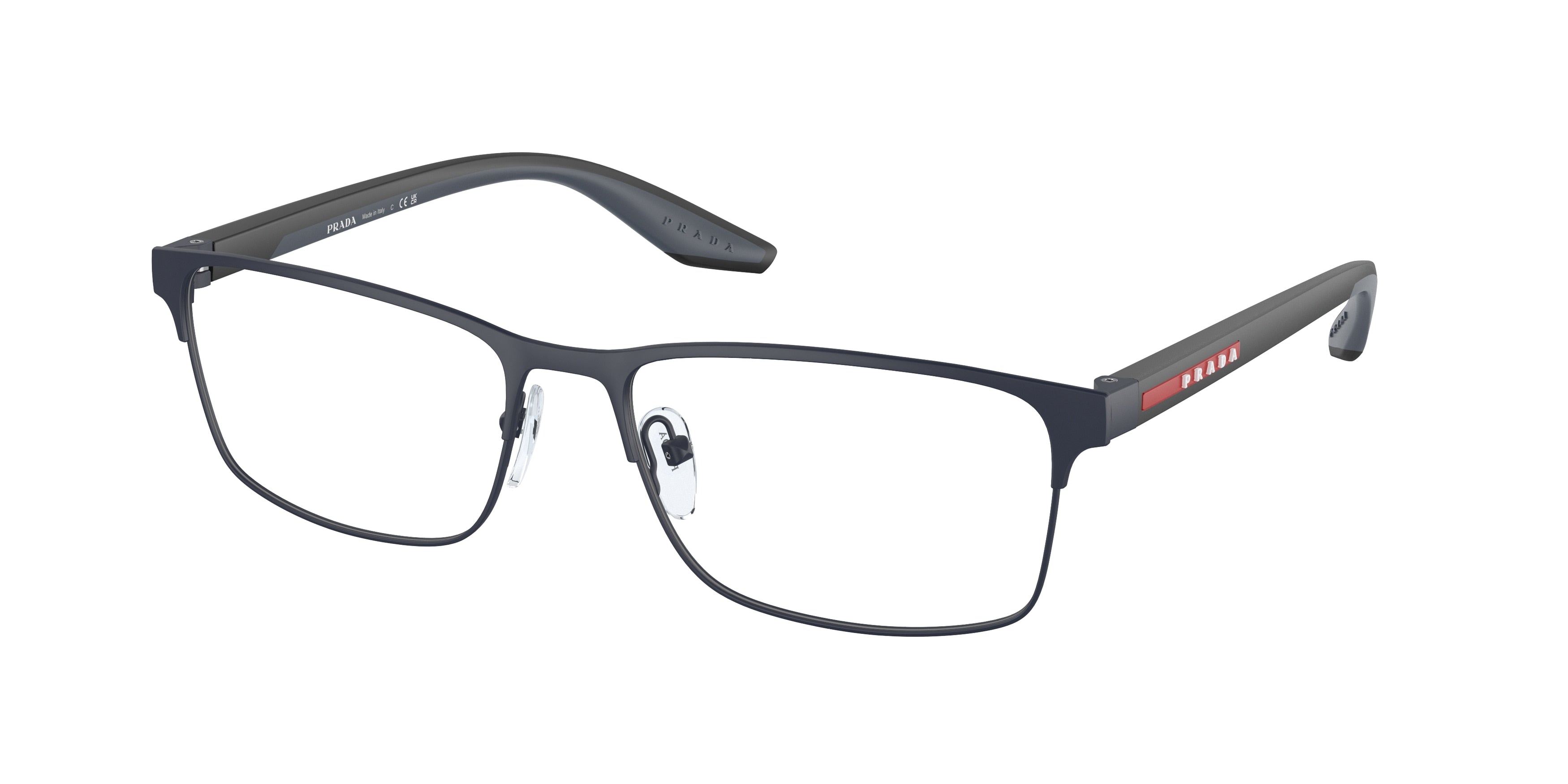 Prada Linea Rossa PS50PV Rectangle Eyeglasses  TFY1O1-Rubber Blue 57-145-17 - Color Map Blue