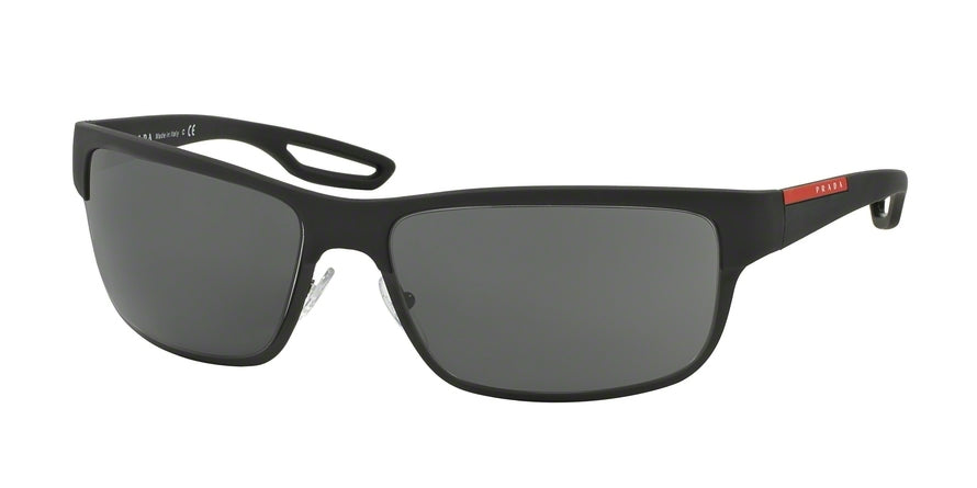 Prada Linea Rossa PS50QS Rectangle Sunglasses  DG01A1-BLACK RUBBER/MATTE BLACK 64-18-130 - Color Map black