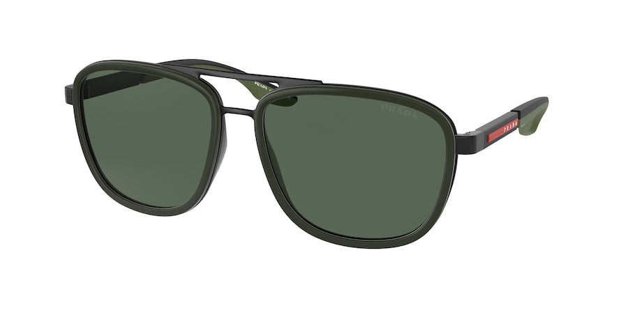 Prada Linea Rossa PS50XS Pillow Sunglasses  01P03I-MATTE BLACK/MILITARY RUBBER 60-16-145 - Color Map green