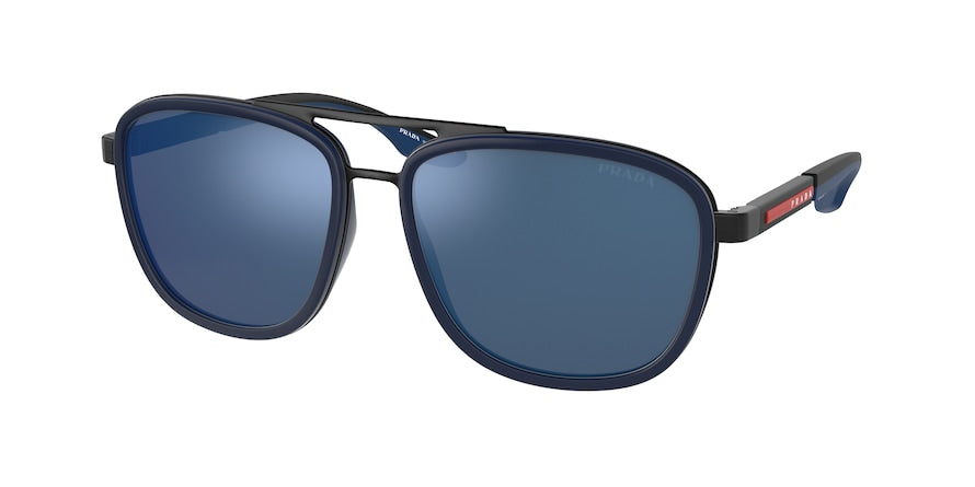 Prada Linea Rossa PS50XS Pillow Sunglasses  02P04I-MATTE BLACK/BLUE RUBBER 60-16-145 - Color Map blue
